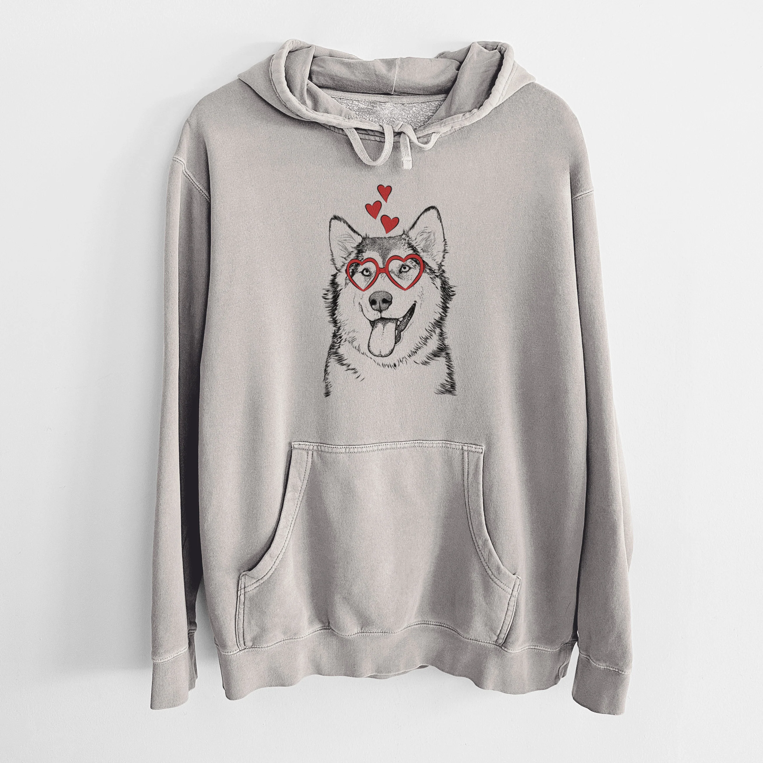 Valentine Kaskae the Alaskan Malamute - Unisex Pigment Dyed Hoodie - Image 5