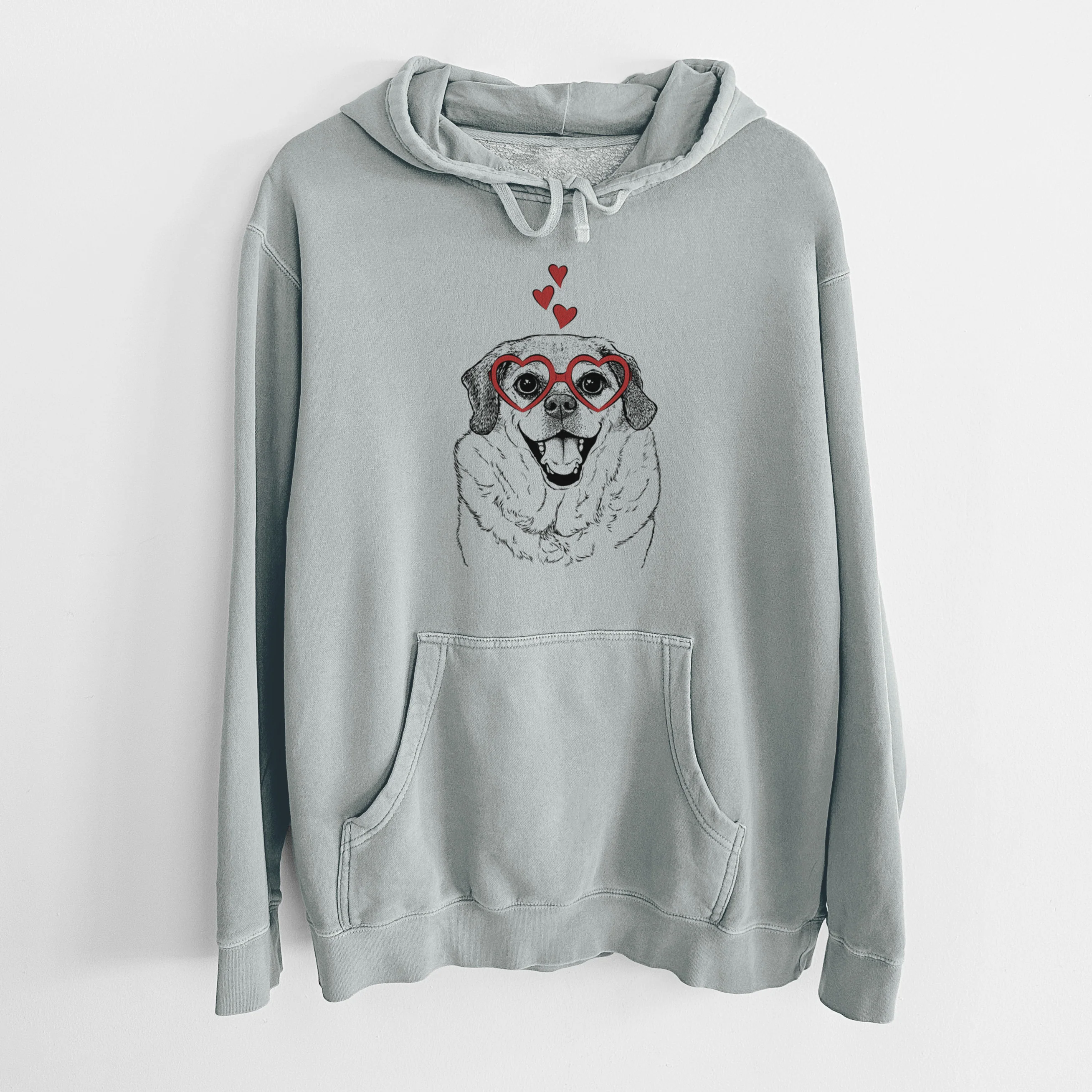 Valentine Little Man the Puggle - Unisex Pigment Dyed Hoodie - Image 7