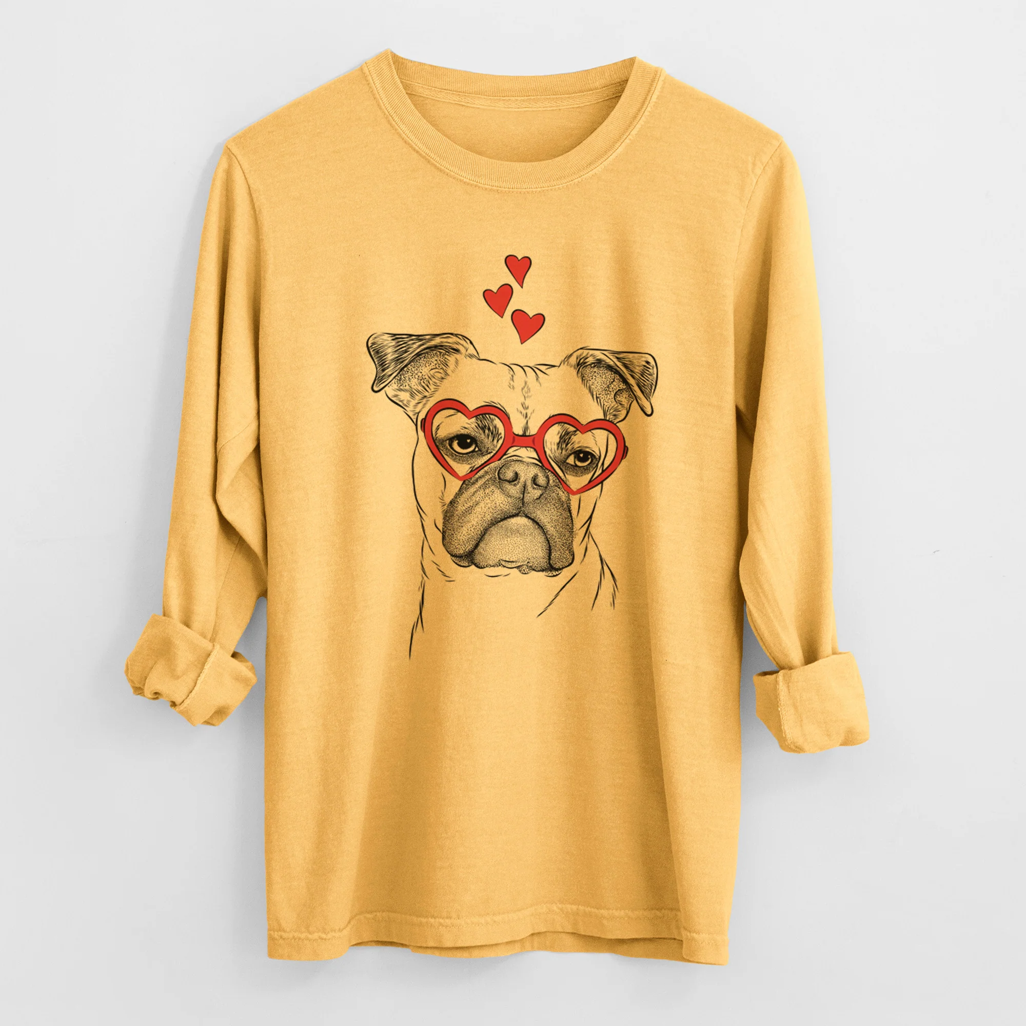 Valentine Mack the Bugg (Boston Terrier/Pug) - Heavyweight 100% Cotton Long Sleeve - Image 2