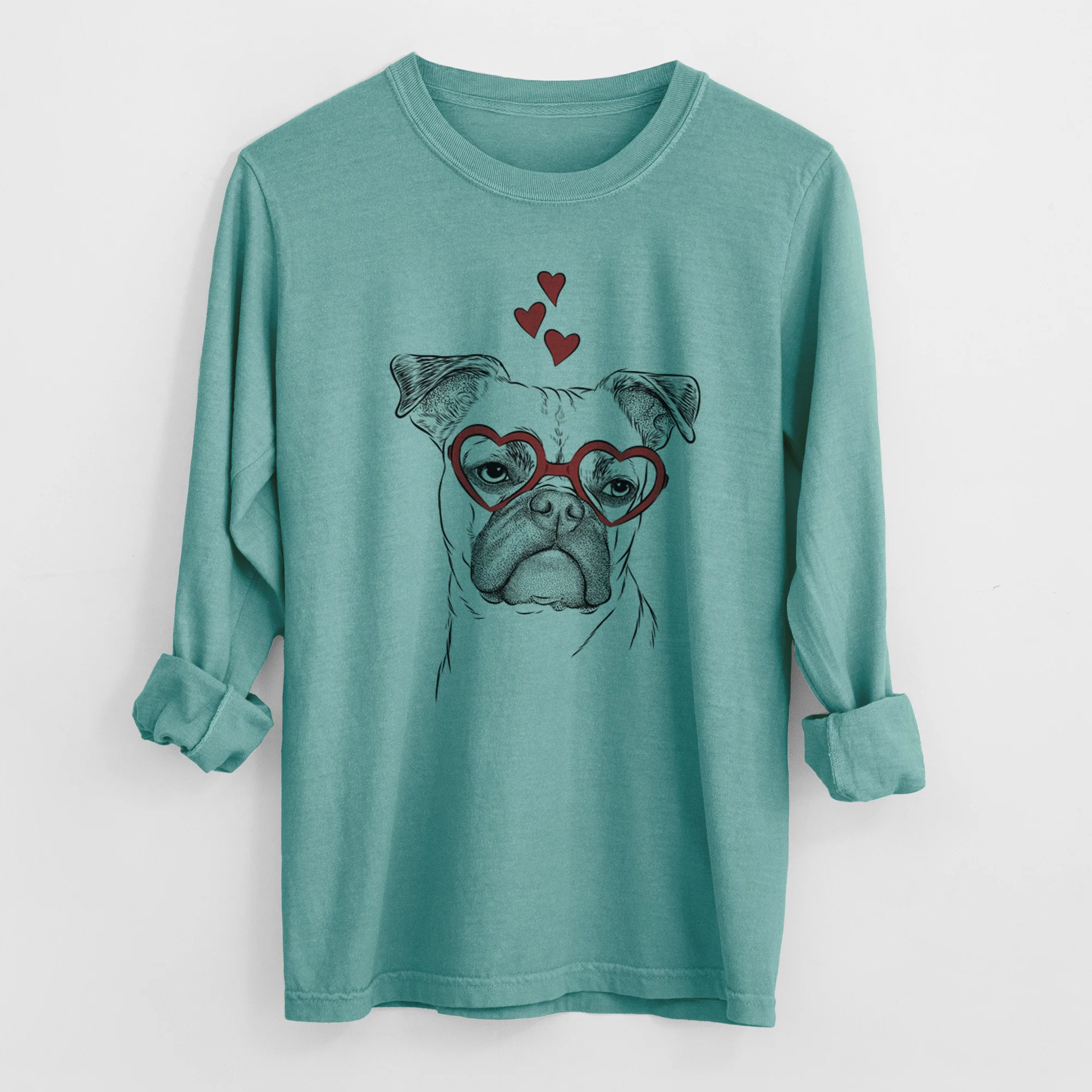 Valentine Mack the Bugg (Boston Terrier/Pug) - Heavyweight 100% Cotton Long Sleeve - Image 8