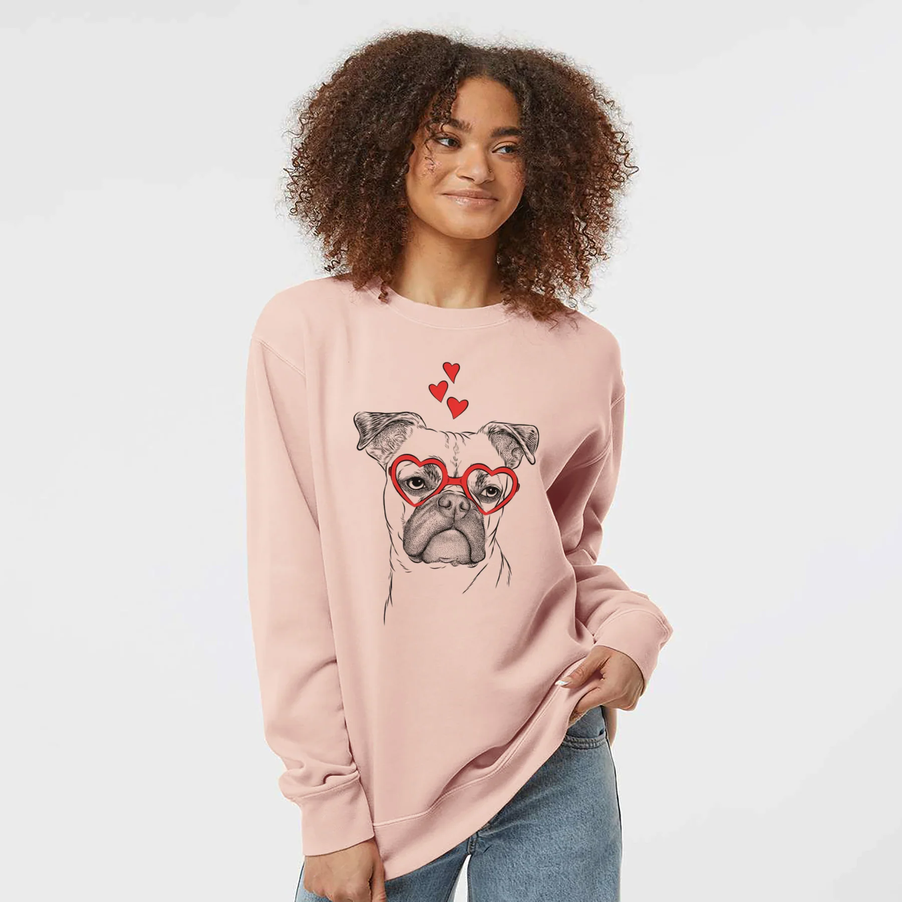 Valentine Mack the Bugg (Boston Terrier/Pug) - Unisex Pigment Dyed Crew Sweatshirt - Image 3