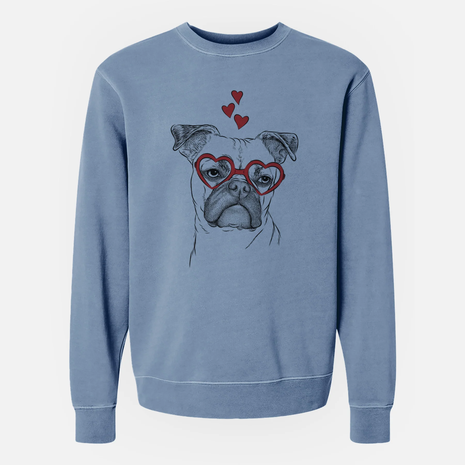Valentine Mack the Bugg (Boston Terrier/Pug) - Unisex Pigment Dyed Crew Sweatshirt - Image 6