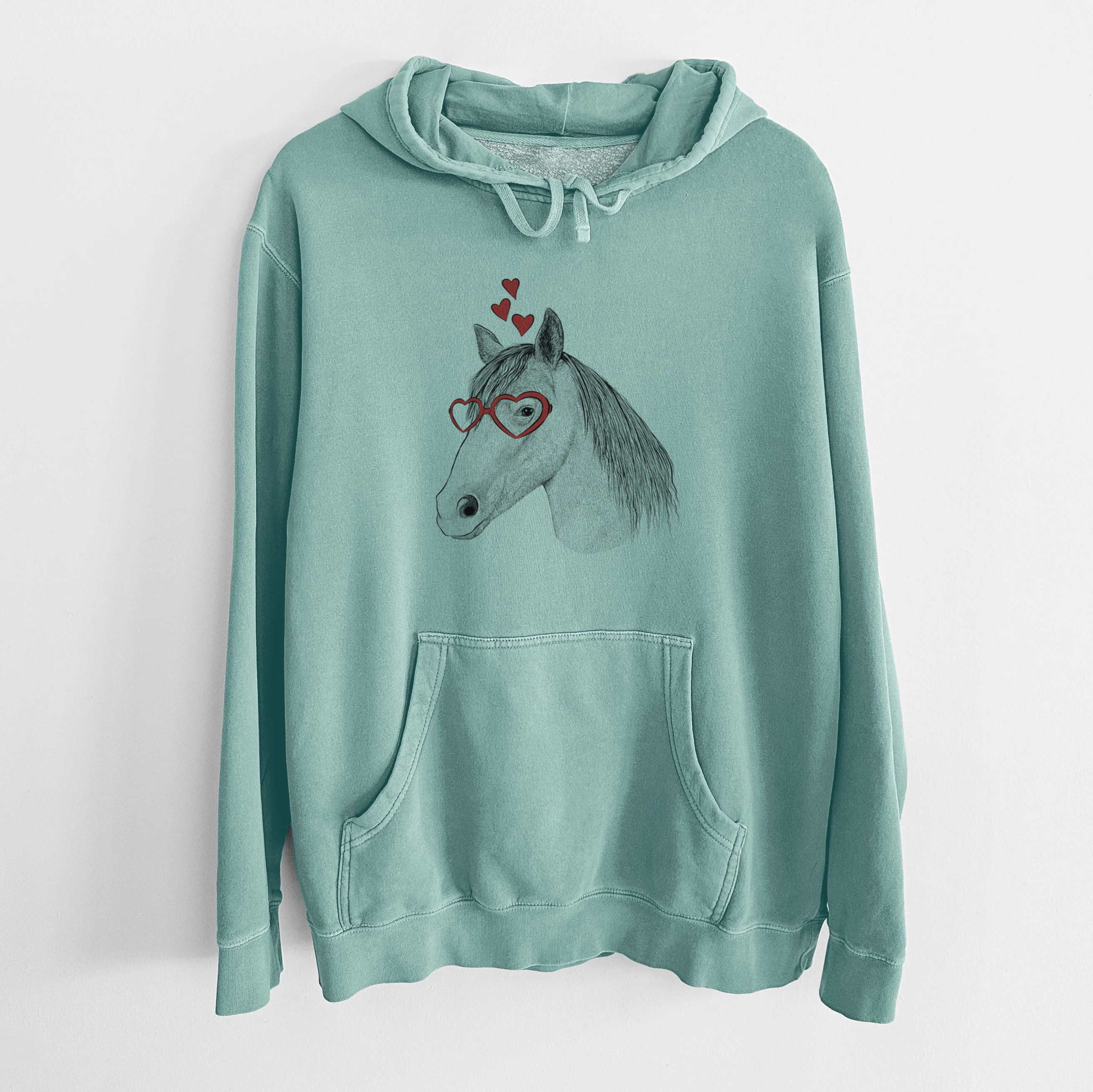 Valentine Midnight the Missouri Foxtrotter Horse - Unisex Pigment Dyed Hoodie - Image 10