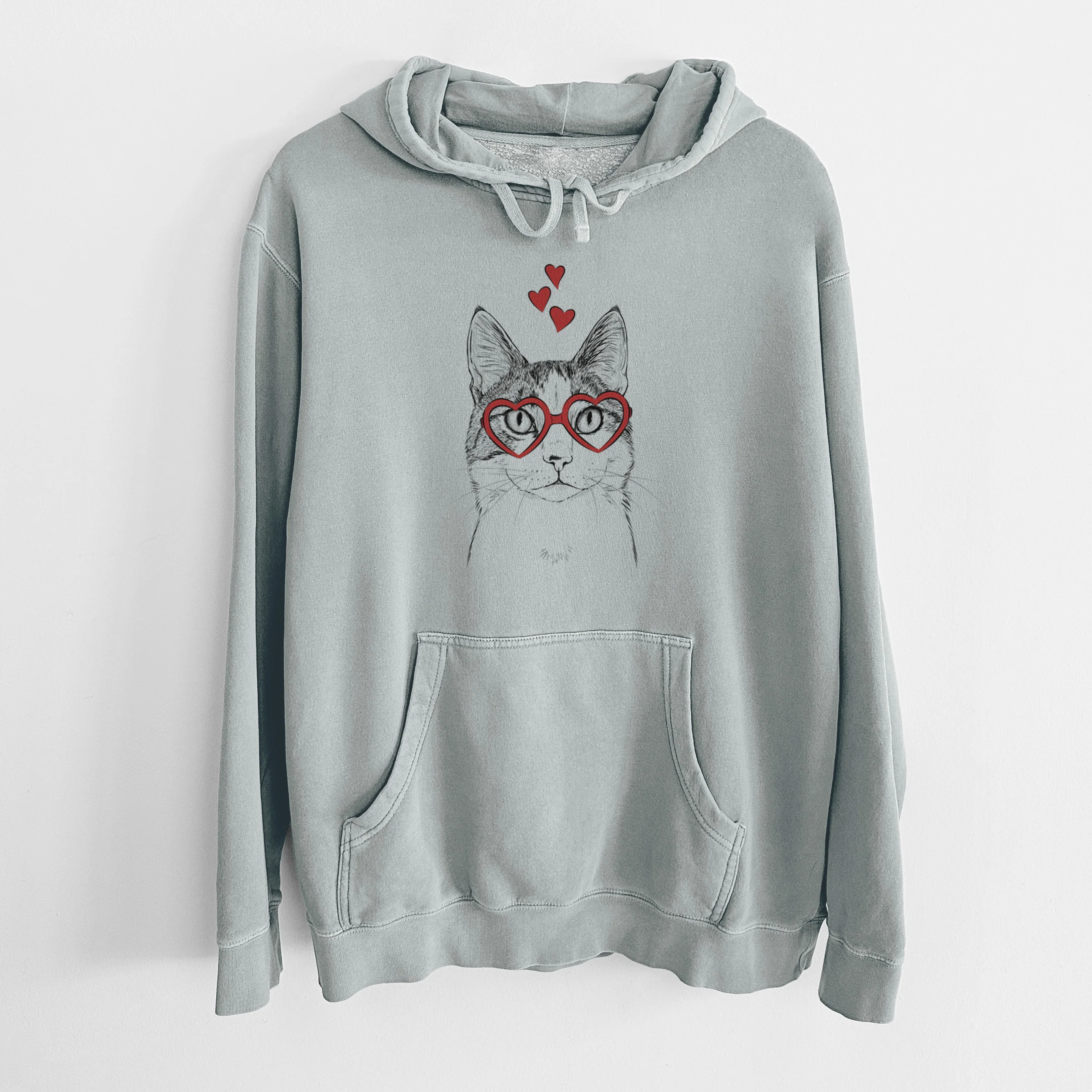 Valentine Mini Griffin the Domestic Shorthair Cat - Unisex Pigment Dyed Hoodie - Image 7