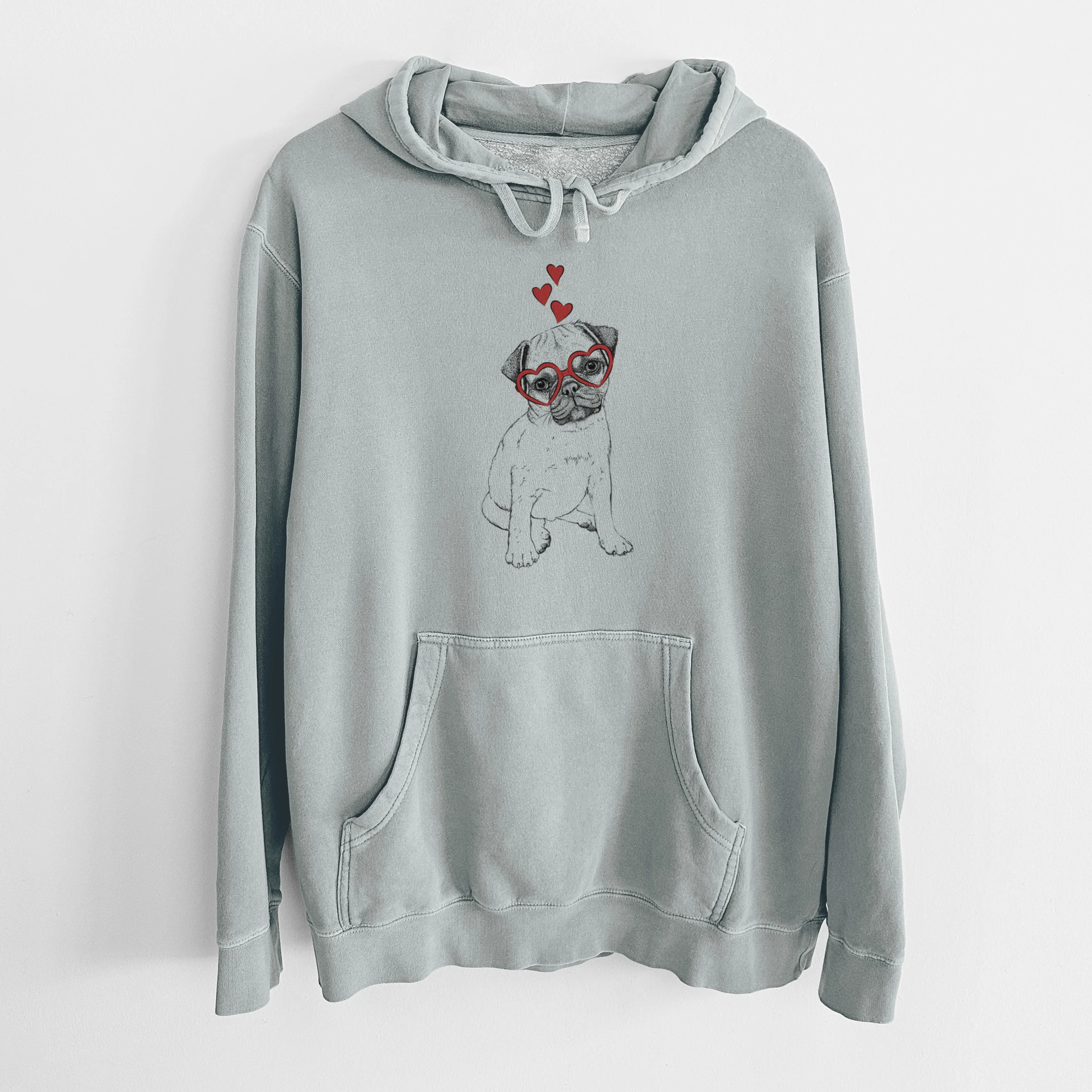 Valentine Nelson the Pug Puppy - Unisex Pigment Dyed Hoodie - Image 7