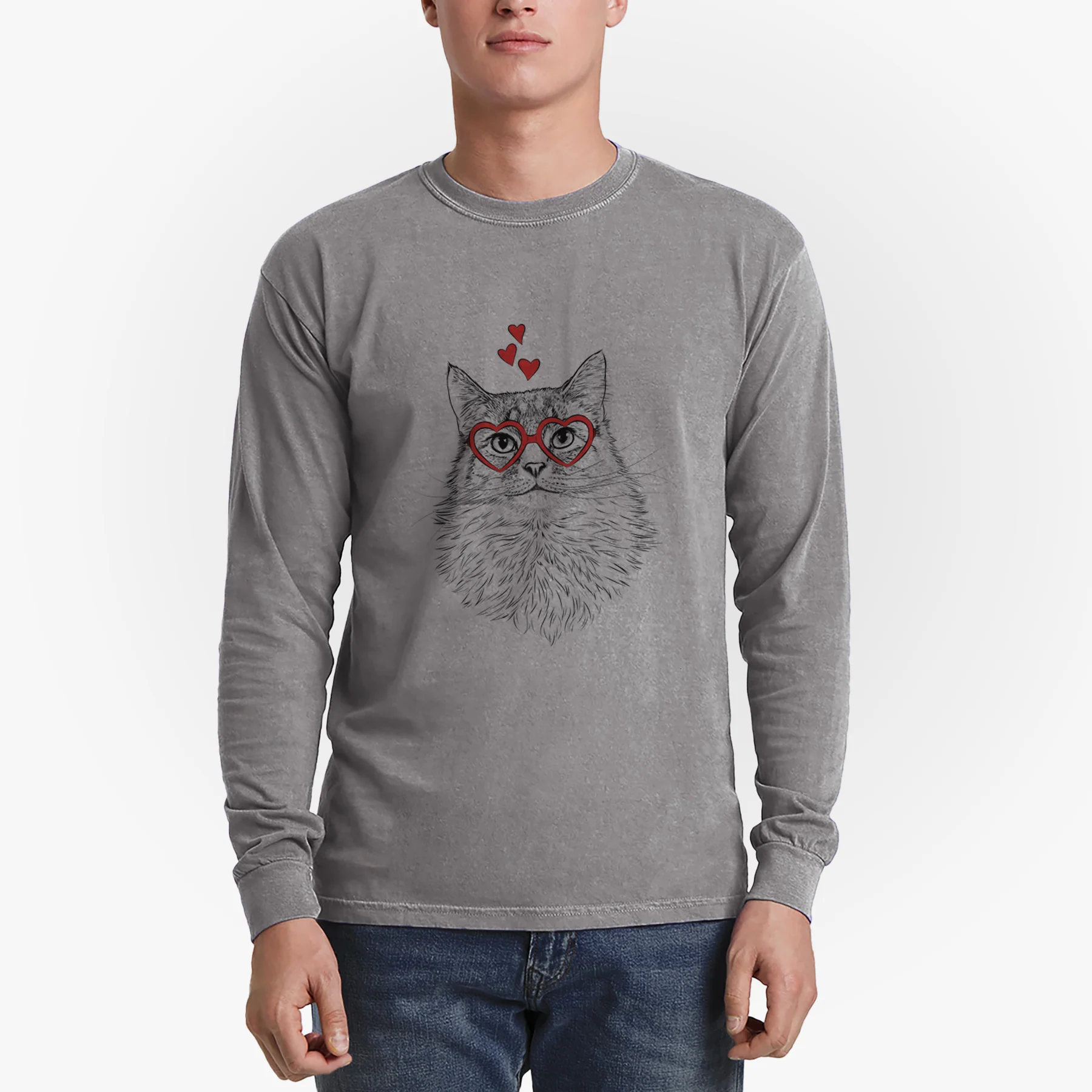 Valentine Olive the Cat - Heavyweight 100% Cotton Long Sleeve - Image 4