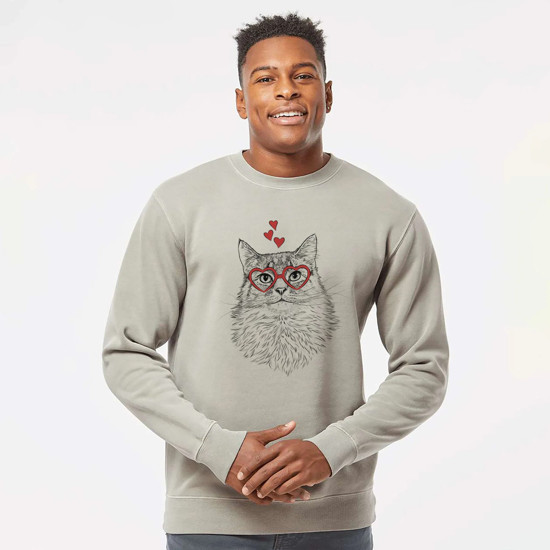 Valentine Olive the Cat - Unisex Pigment Dyed Crew Sweatshirt - Image 4