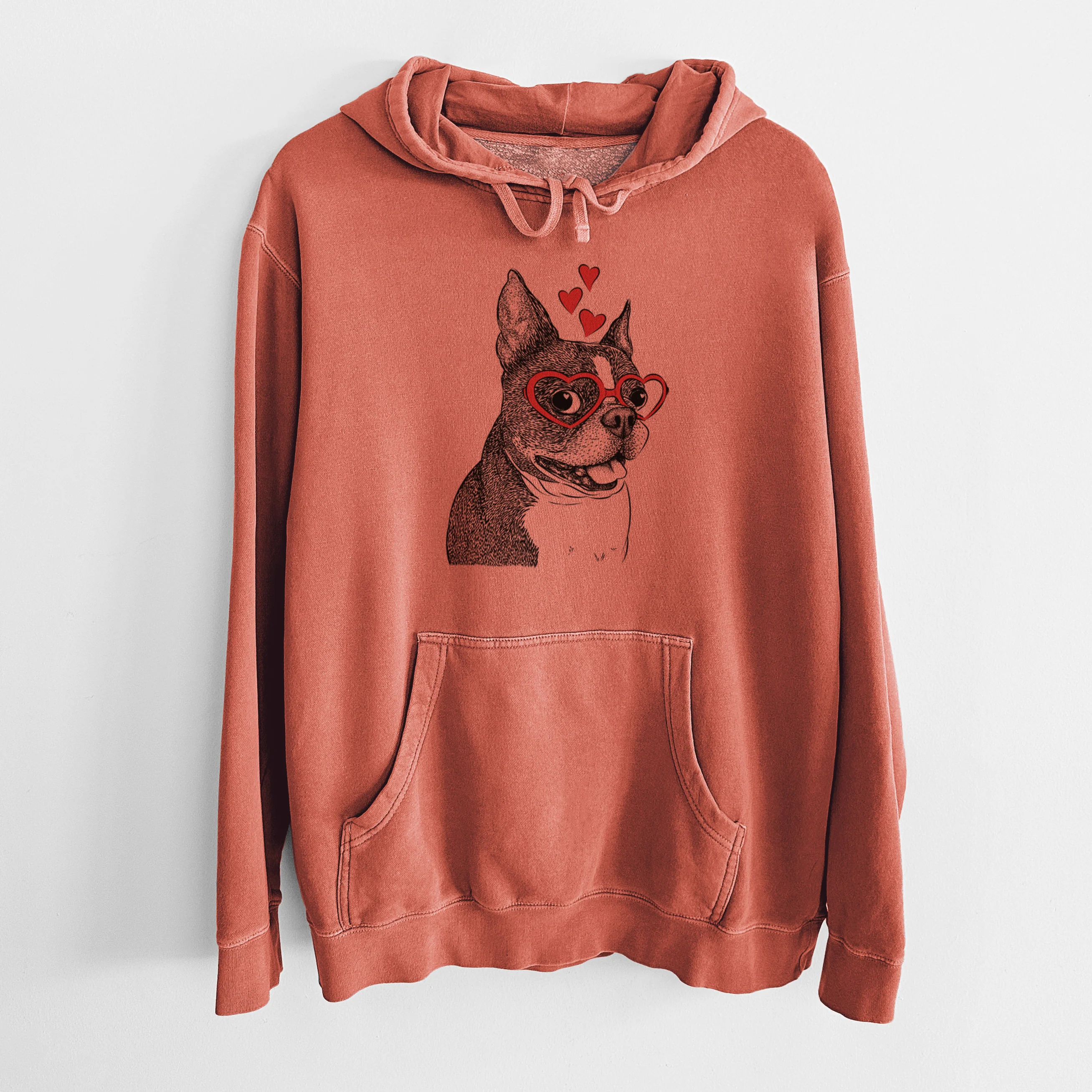Valentine Ralphie the Boston Terrier - Unisex Pigment Dyed Hoodie - Image 8