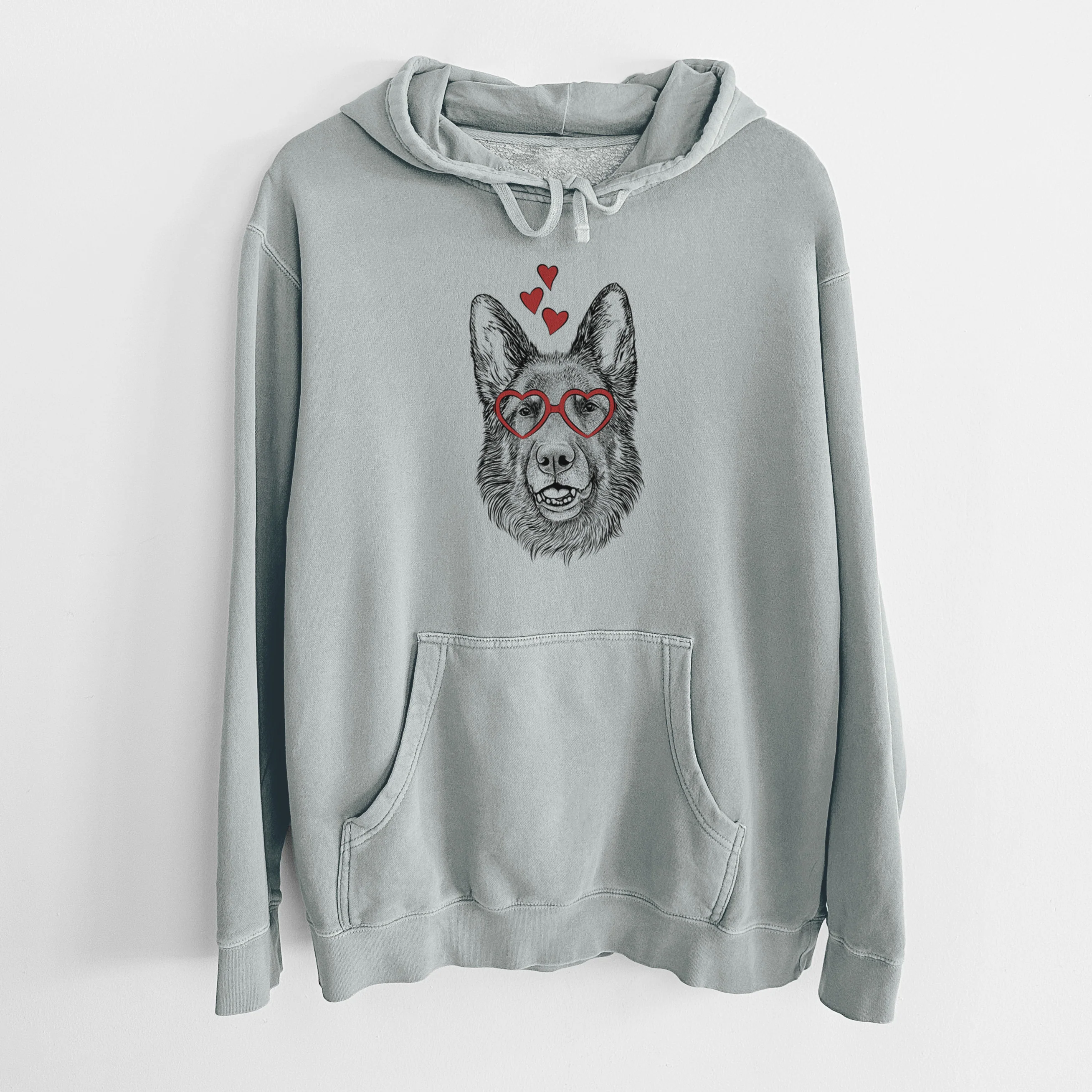 Valentine Sammie the German Shepherd - Unisex Pigment Dyed Hoodie - Image 7