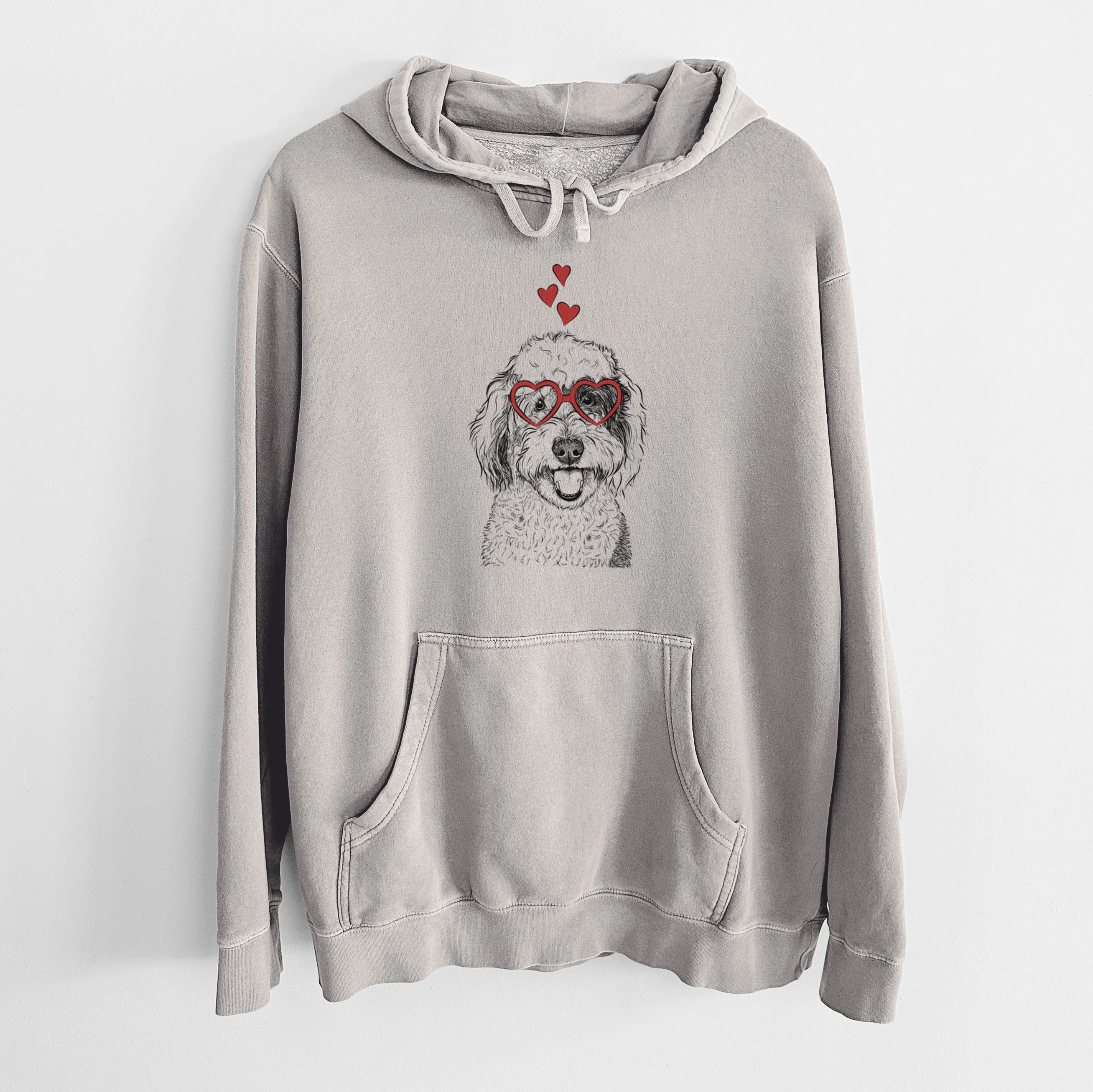 Valentine Sherlock the Sheepadoodle - Unisex Pigment Dyed Hoodie - Image 5
