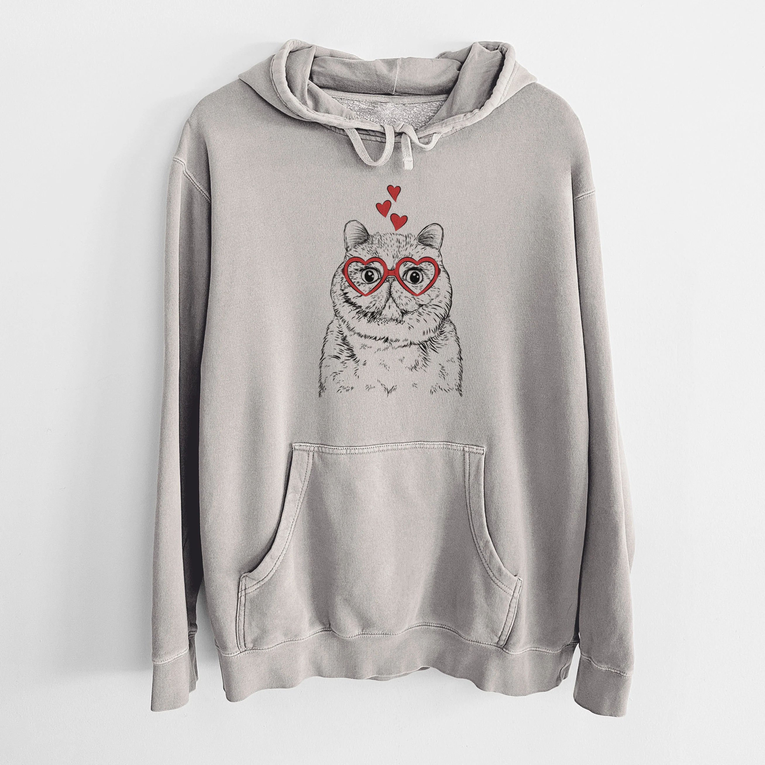 Valentine Squish the Exotic Shorthair Cat - Unisex Pigment Dyed Hoodie - Image 5