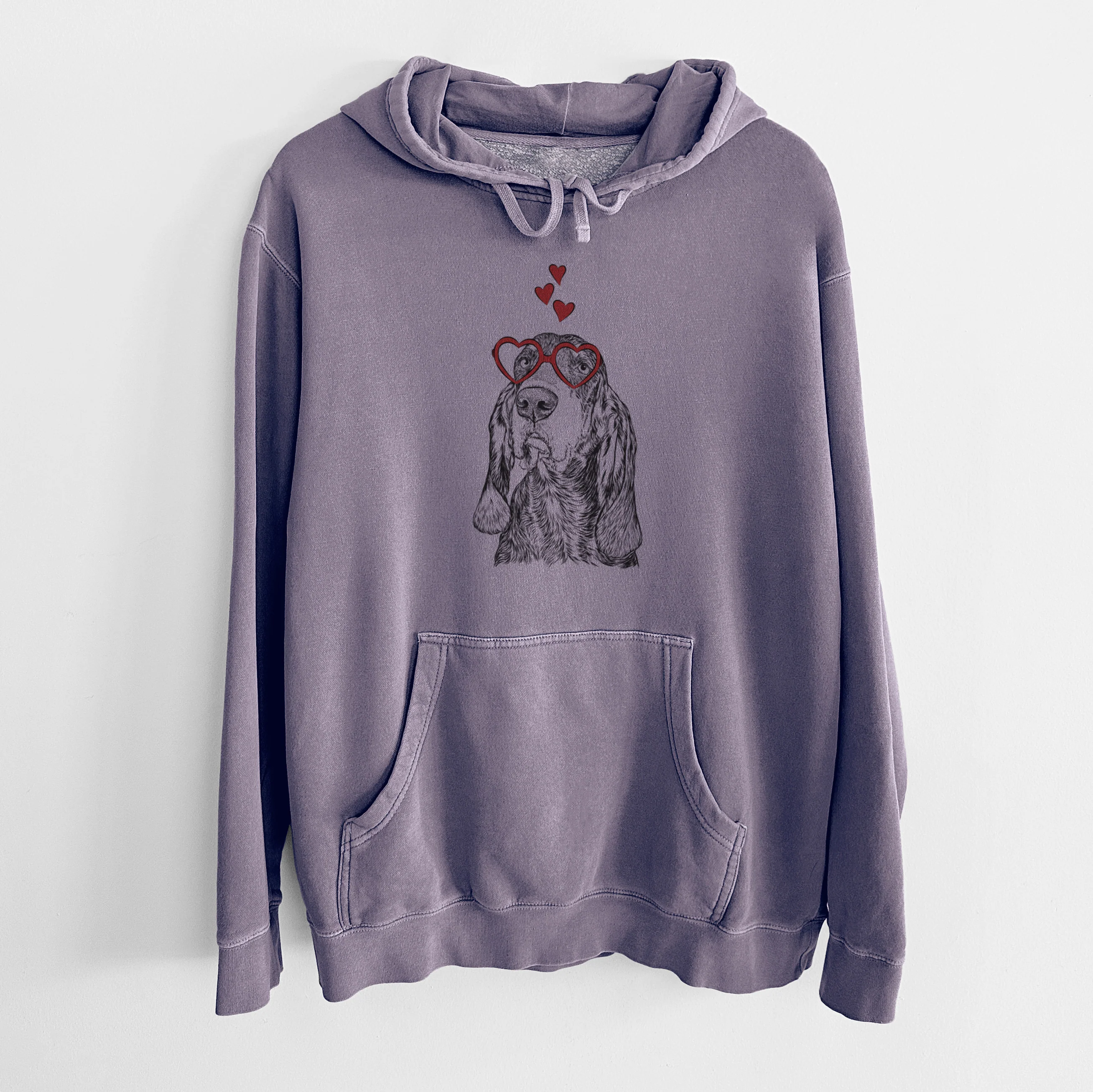Valentine Stu the Black and Tan Coonhound - Unisex Pigment Dyed Hoodie - Image 9