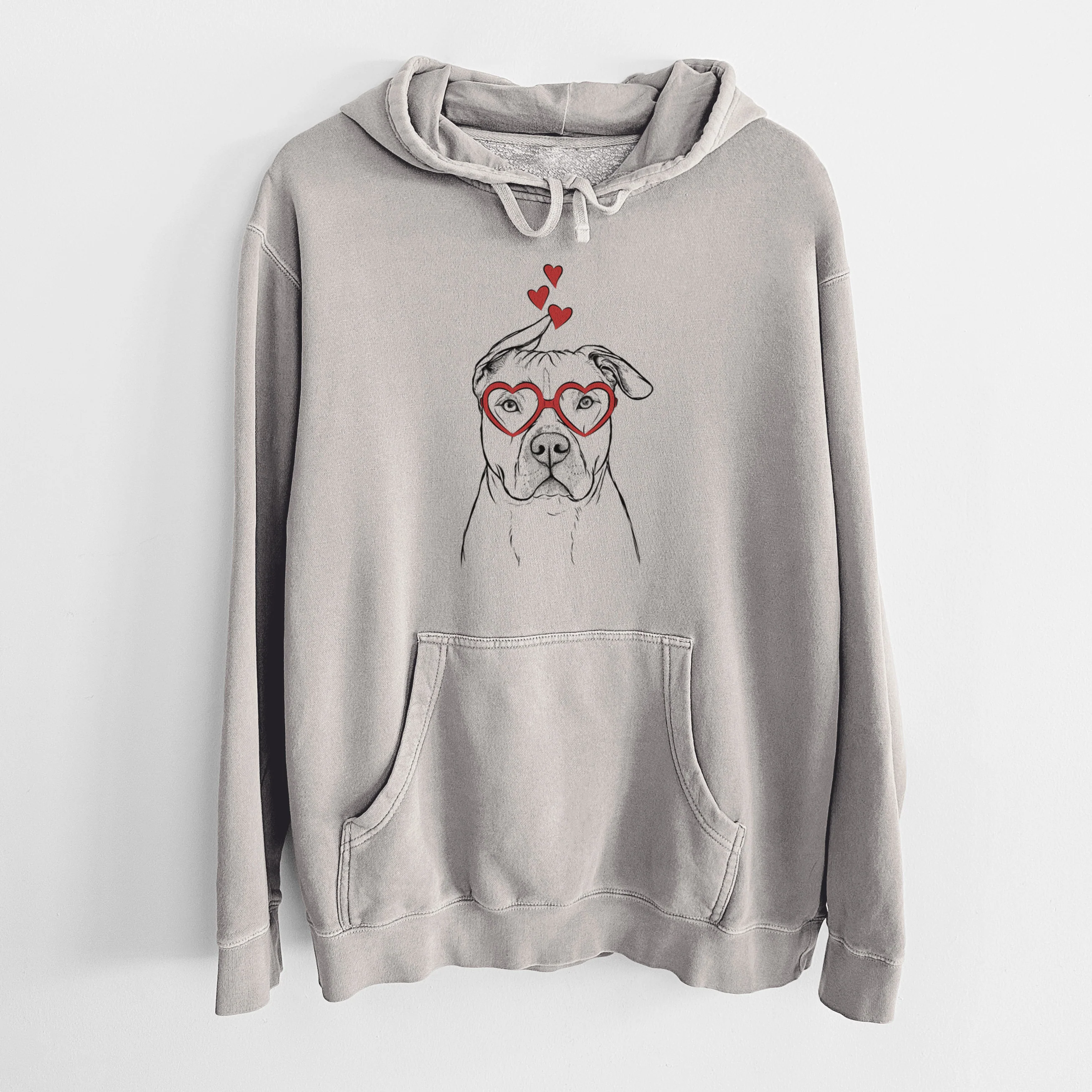 Valentine Teddy Jam the Pitbull - Unisex Pigment Dyed Hoodie - Image 5