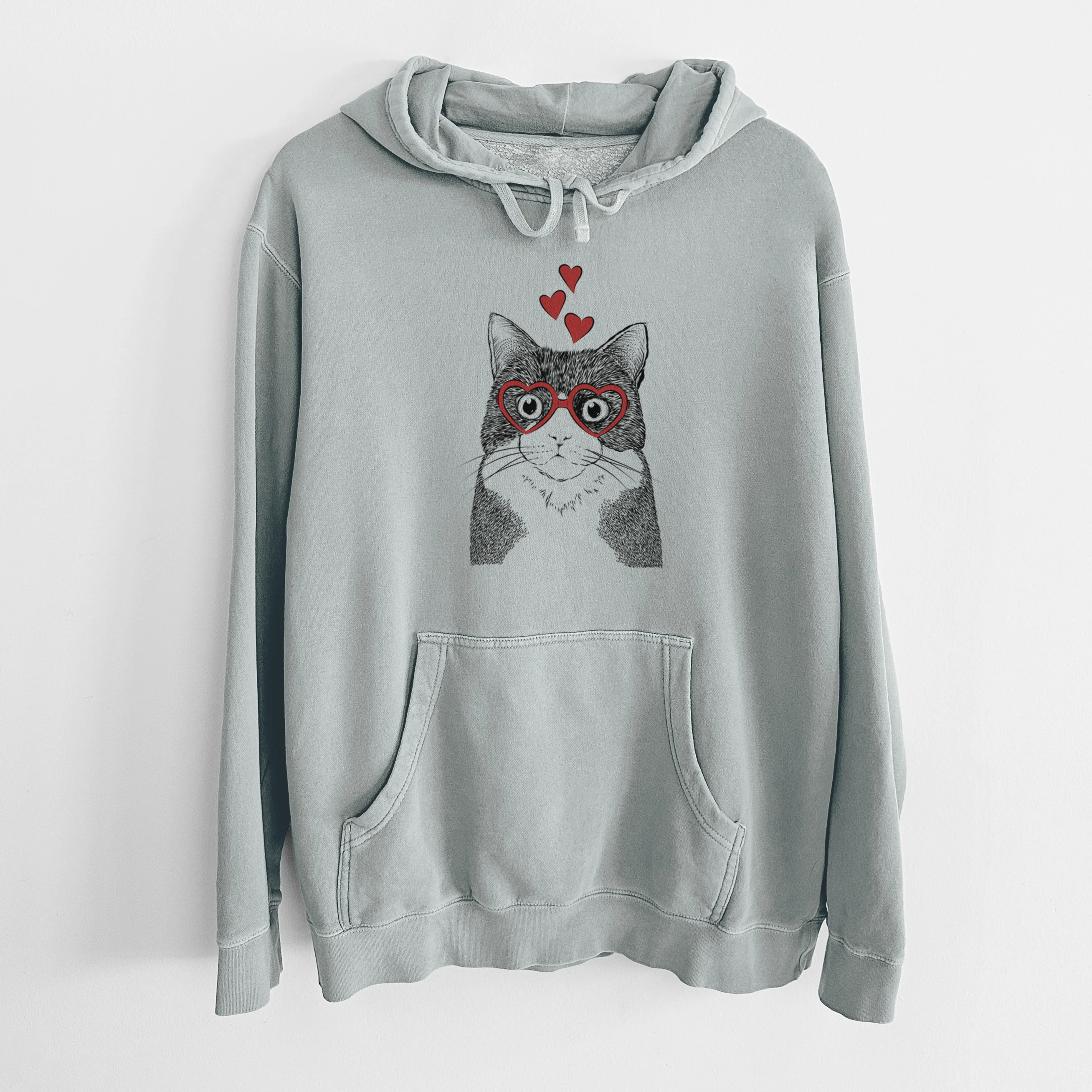 Valentine Tux the Tuxedo Cat - Unisex Pigment Dyed Hoodie - Image 7