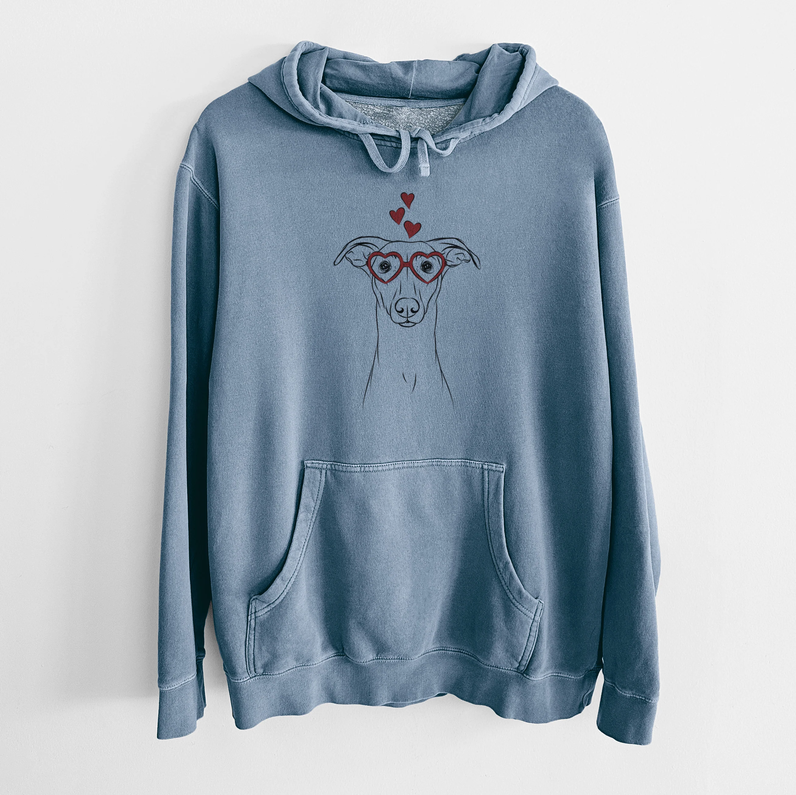 Valentine Wallace the Whippet - Unisex Pigment Dyed Hoodie - Image 6