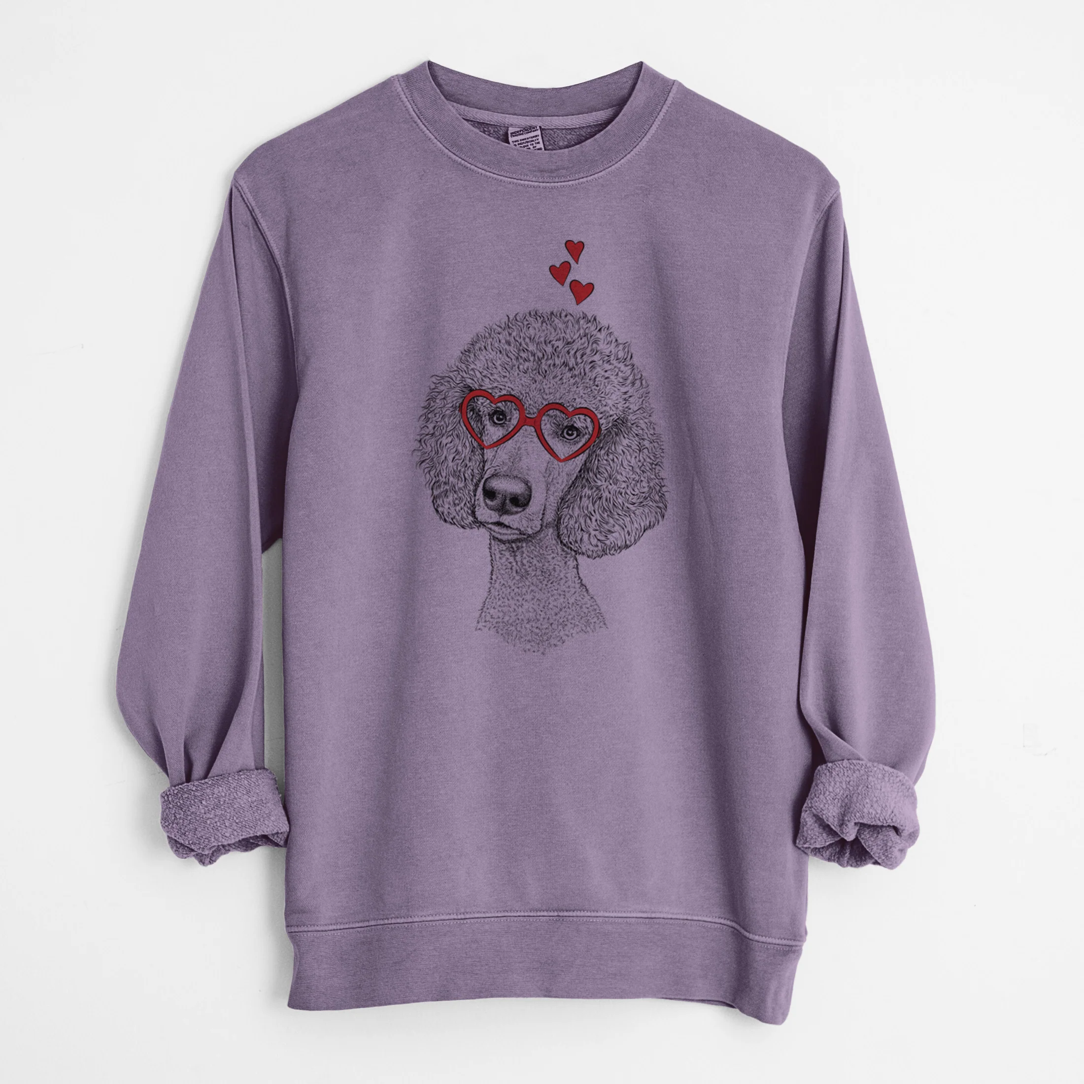 Valentine Yuki the Poodle - Unisex Pigment Dyed Crew Sweatshirt - Image 9