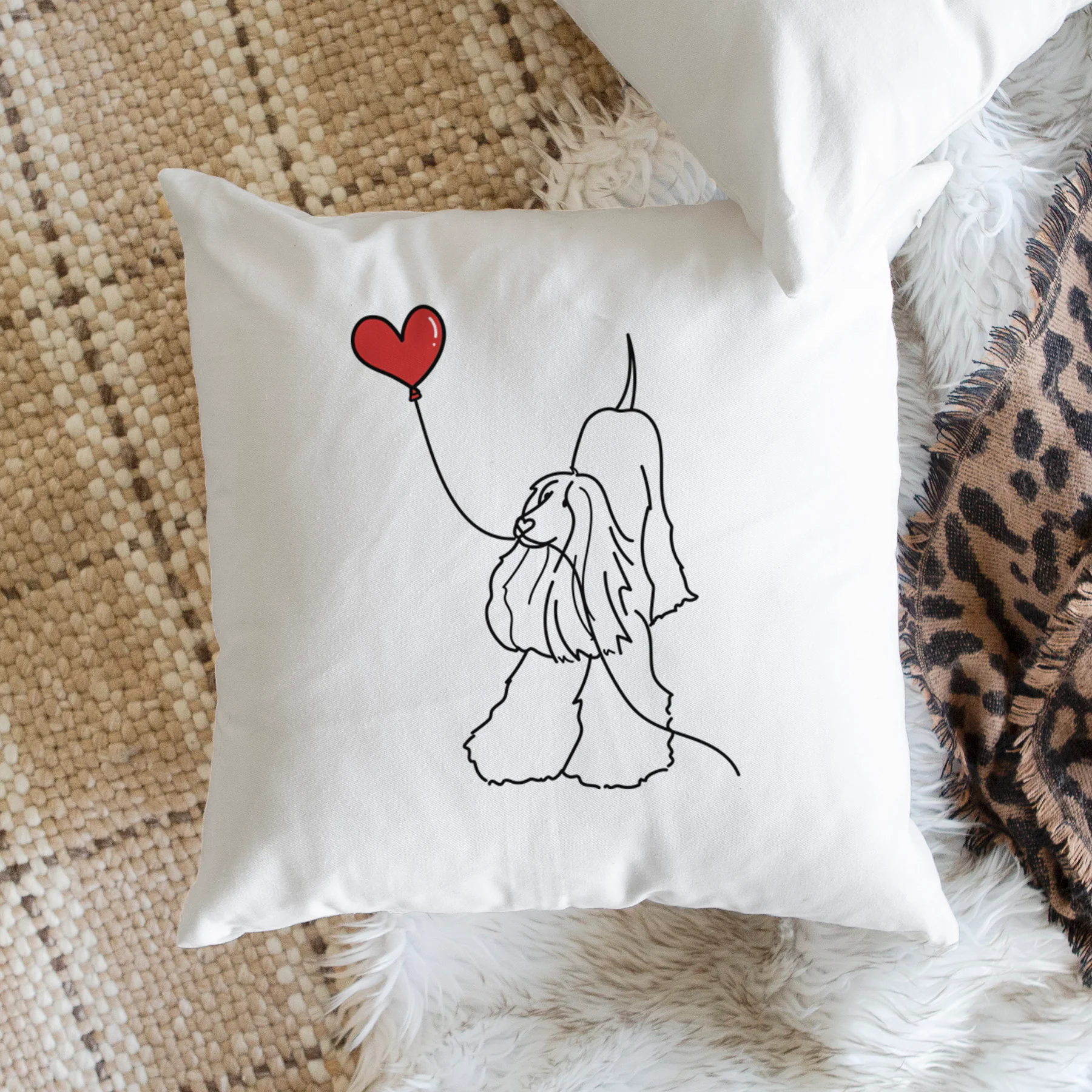 Afghan Hound Heart String - Throw Pillow Cover - Image 2
