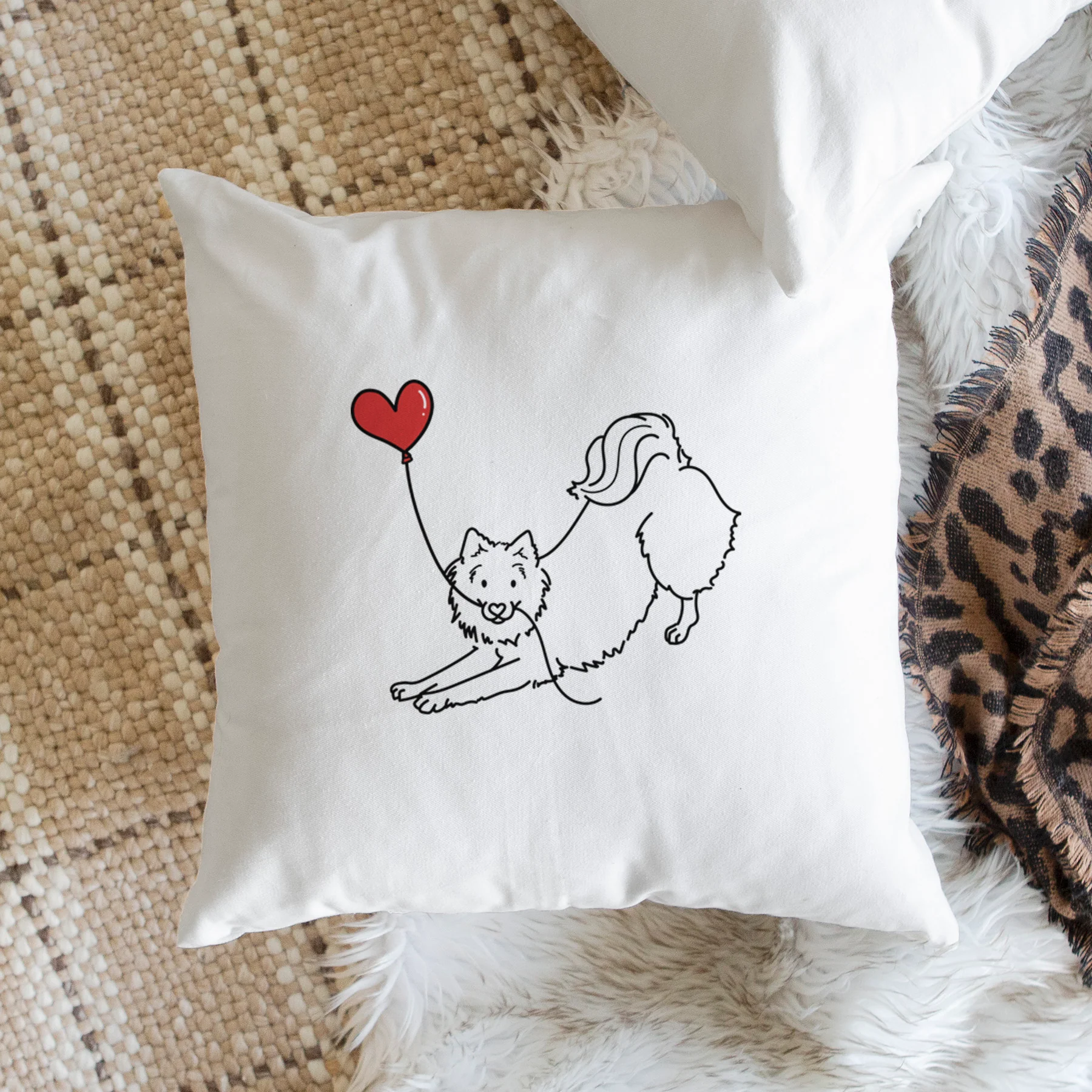American Eskimo Heart String - Throw Pillow Cover - Image 2