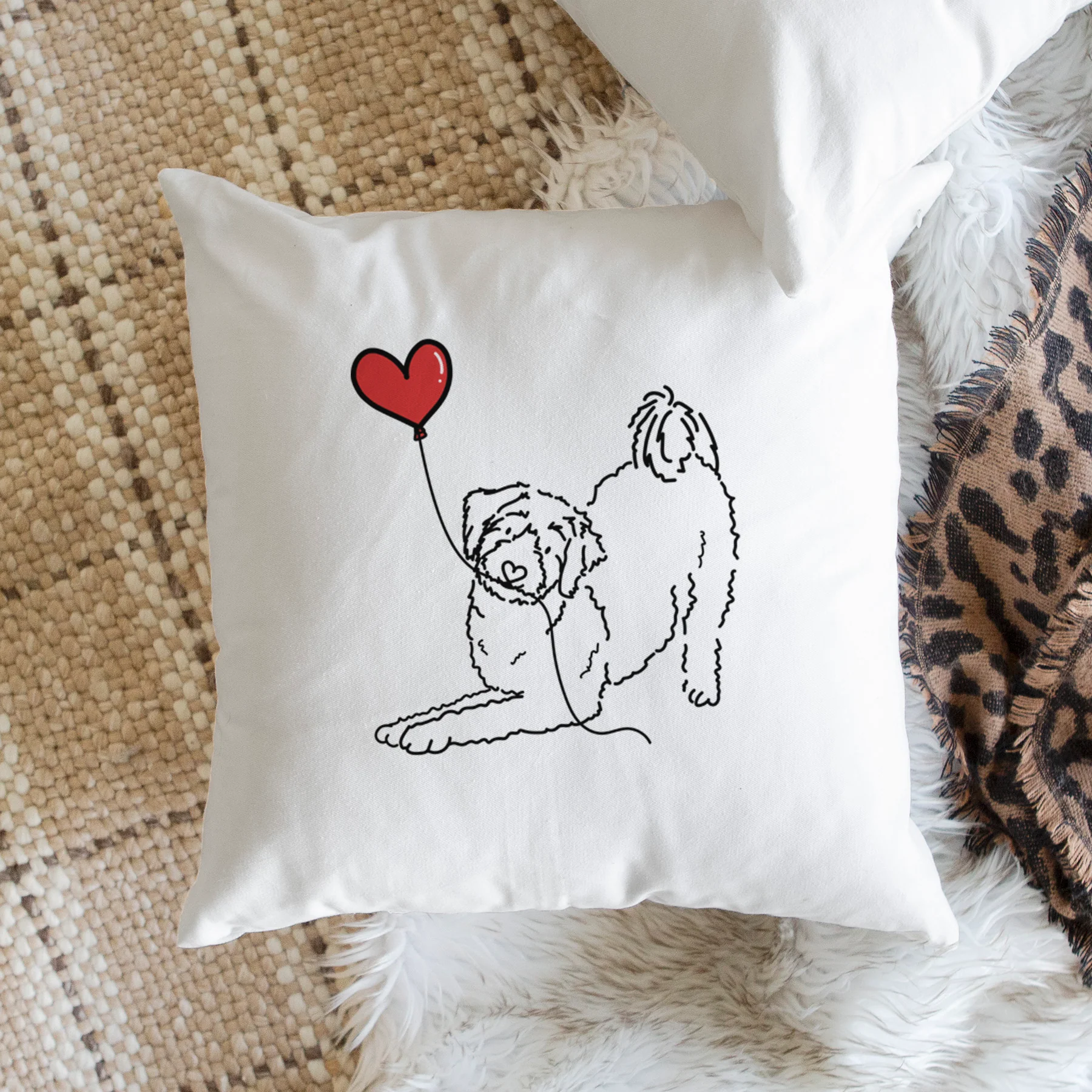 Aussiedoodle Heart String - Throw Pillow Cover - Image 2