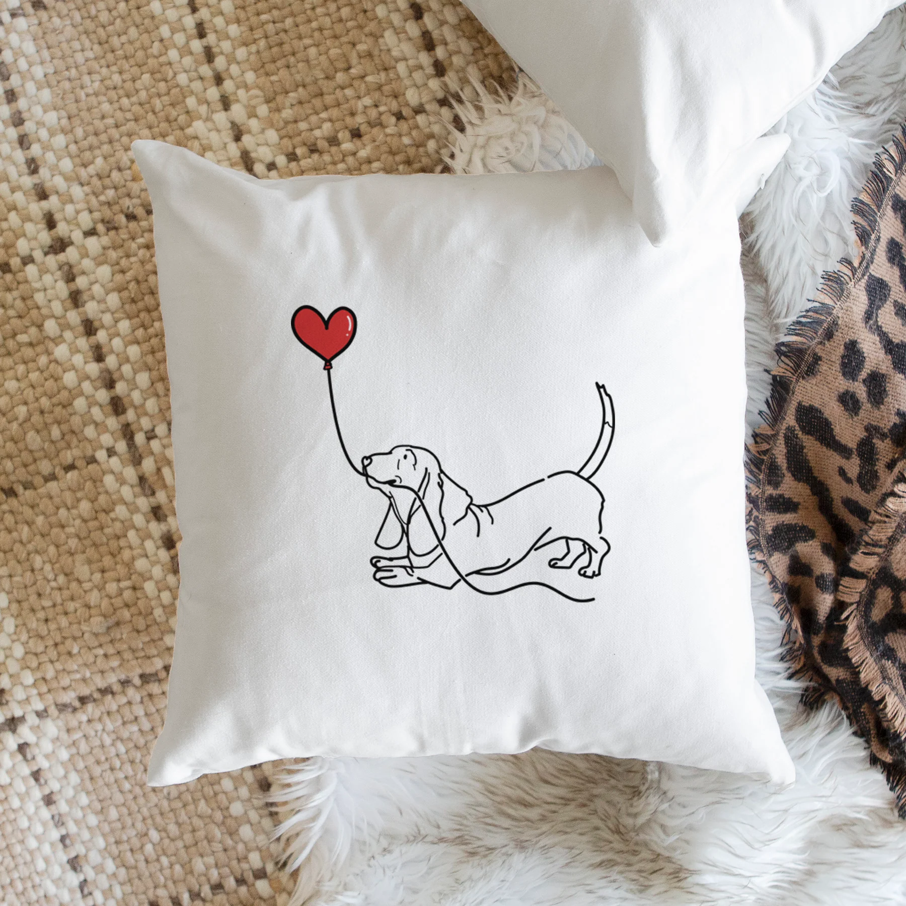 Basset Hound Heart String - Throw Pillow Cover - Image 2