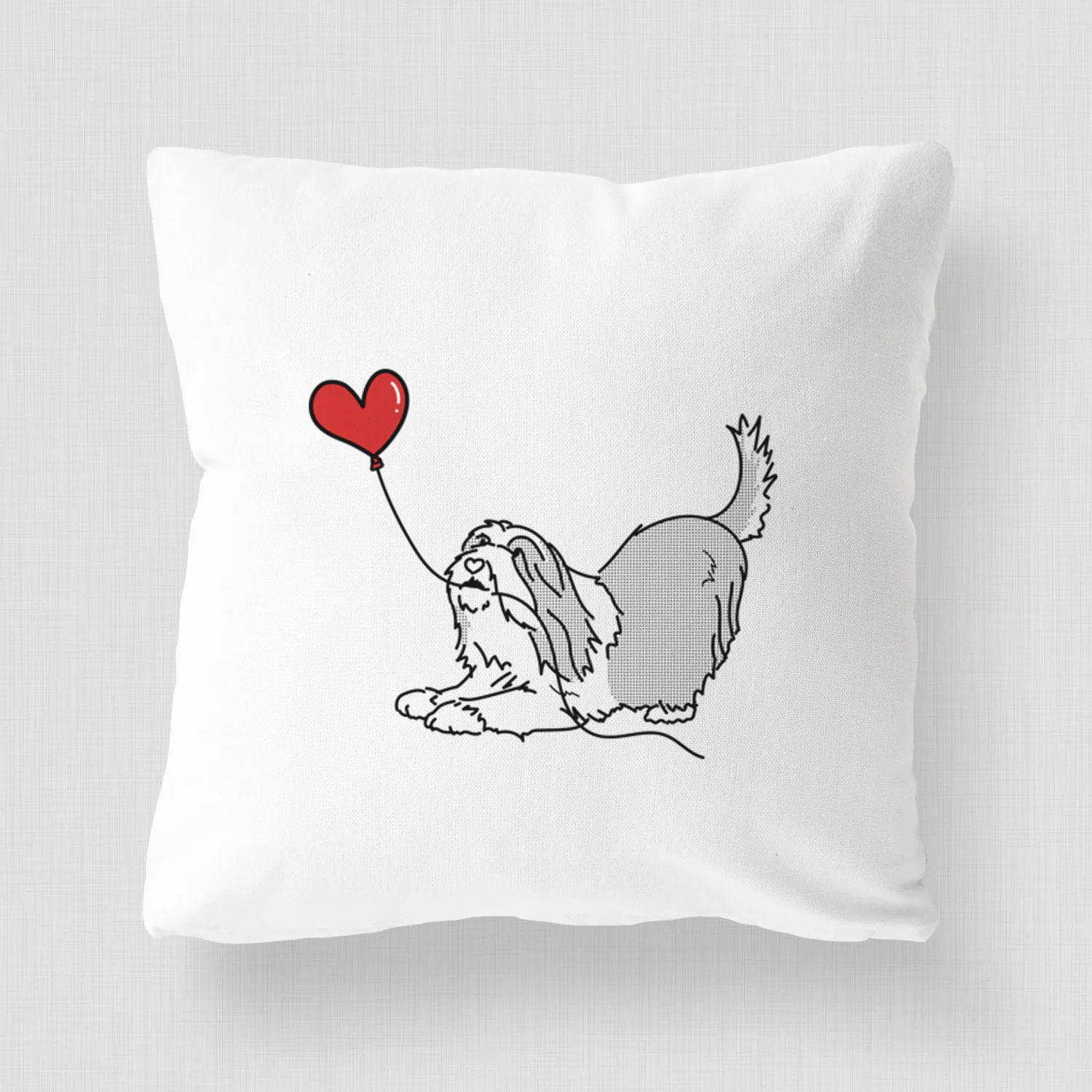 Bearded Collie Heart String - Throw Pillow Cover - Image 4