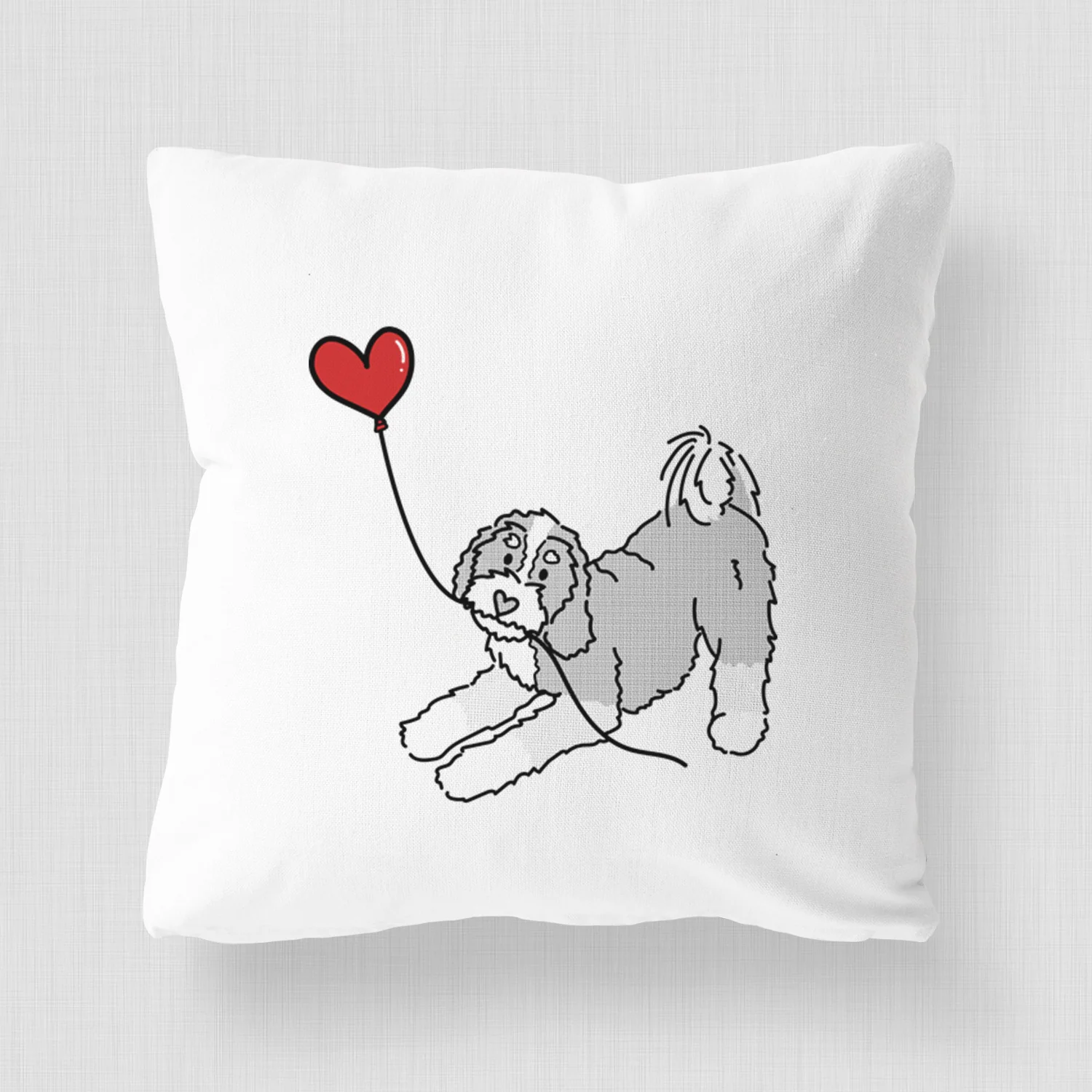 Bernedoodle Heart String - Throw Pillow Cover - Image 4