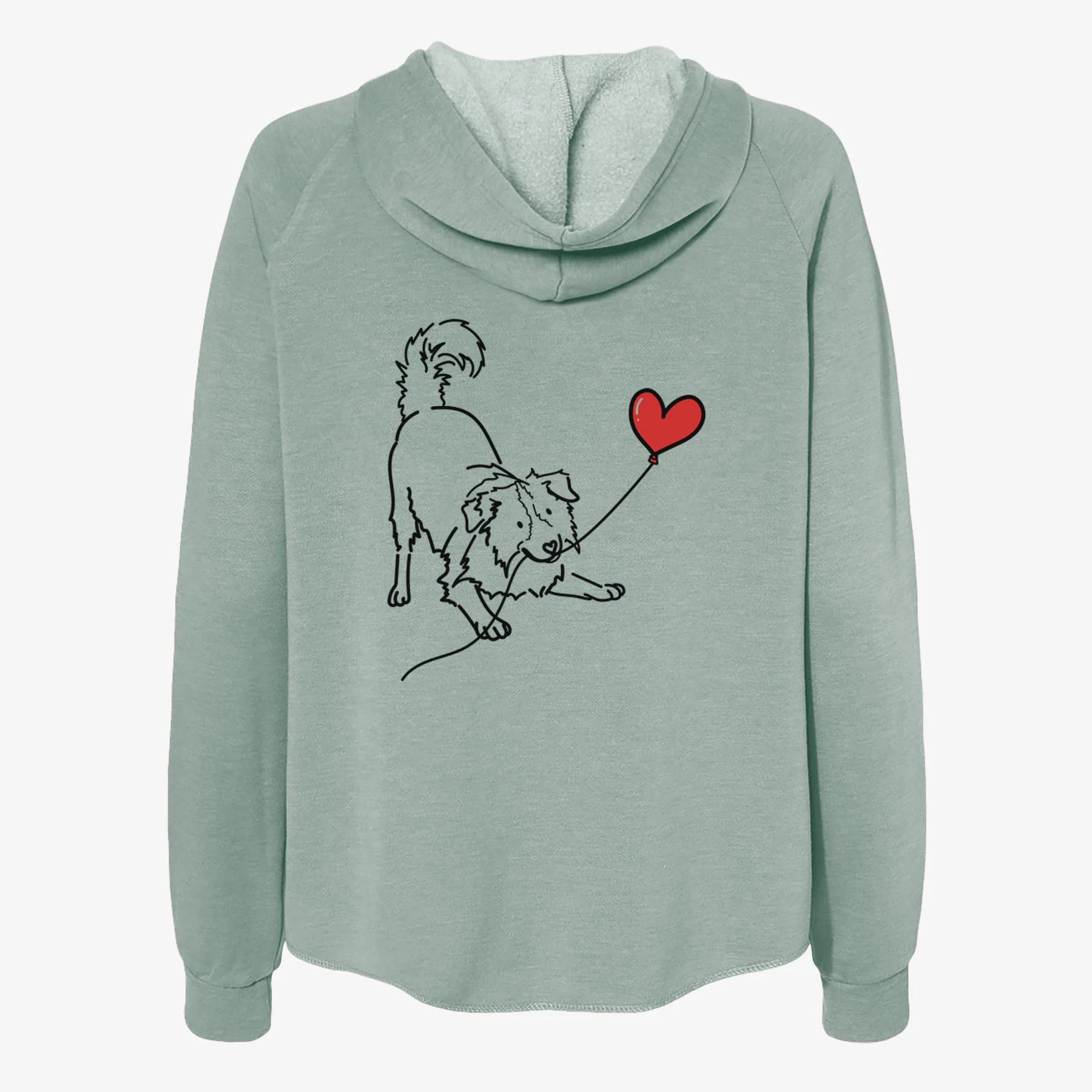 Border Collie Heart String- Women's Cali Wave Zip-Up Sweatshirt - Image 4
