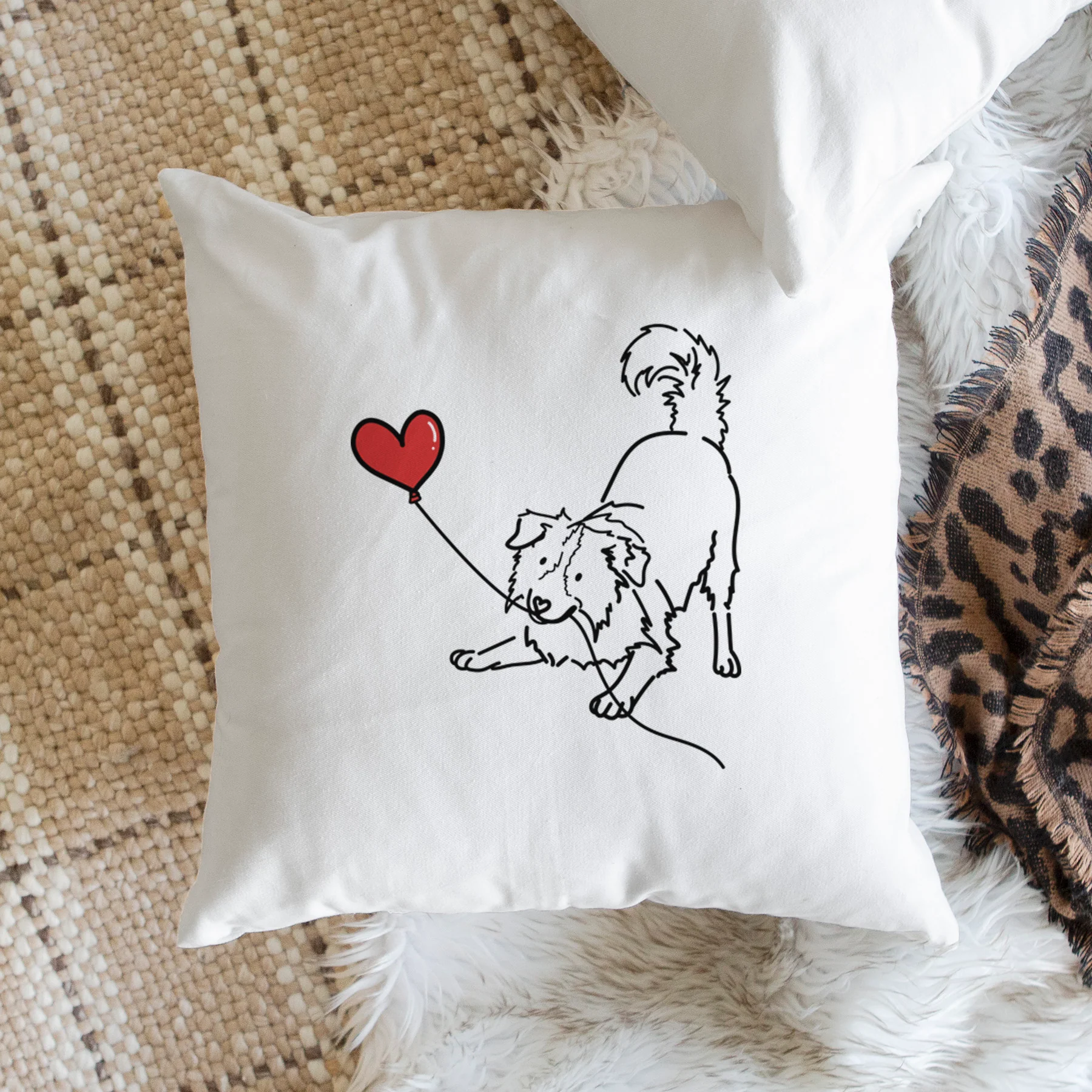 Border Collie Heart String - Throw Pillow Cover - Image 2