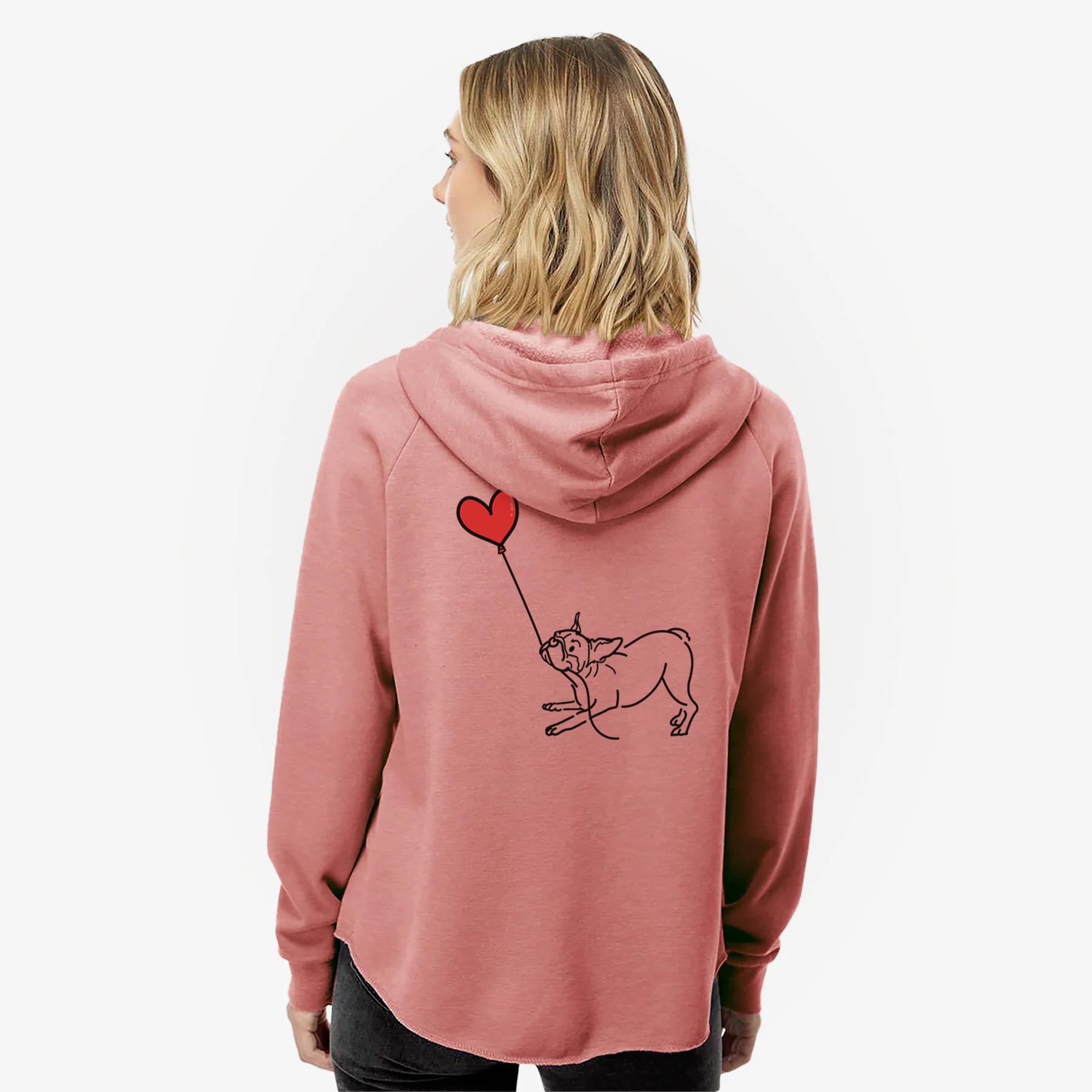 Boston Terrier Heart String- Women's Cali Wave Zip-Up Sweatshirt - Image 5