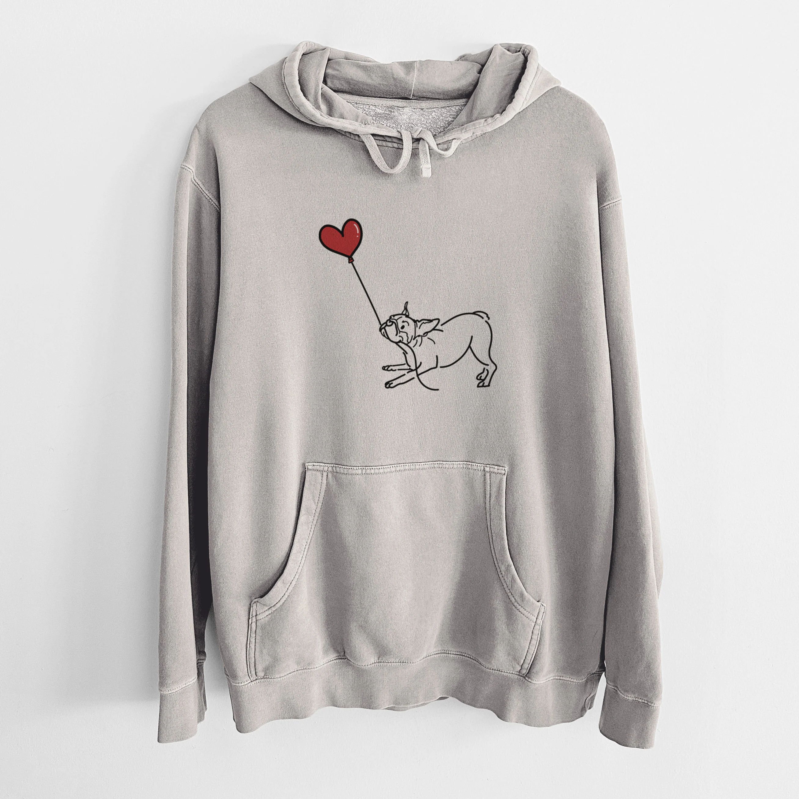 Boston Terrier Heart String - Unisex Pigment Dyed Hoodie - Image 5