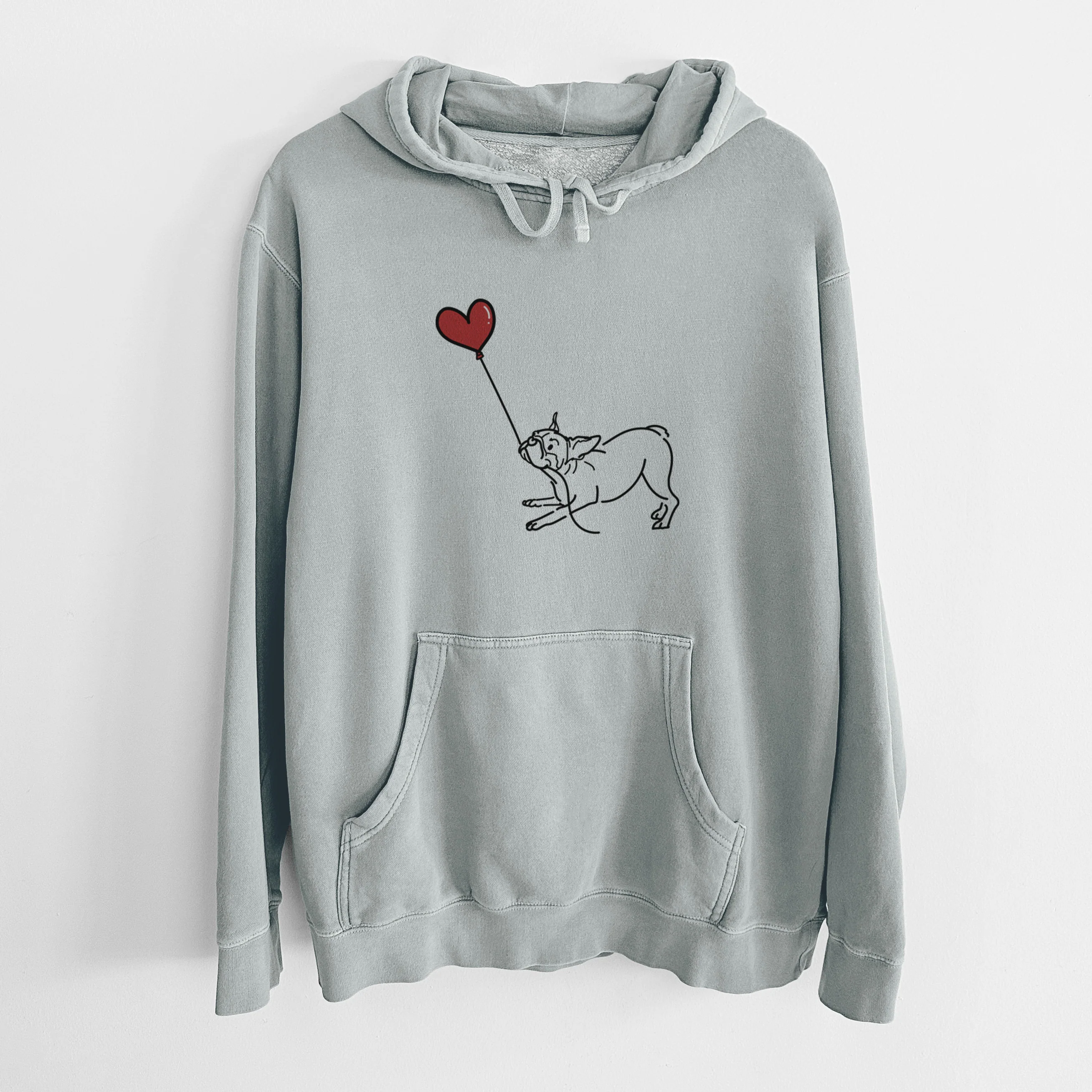 Boston Terrier Heart String - Unisex Pigment Dyed Hoodie - Image 7