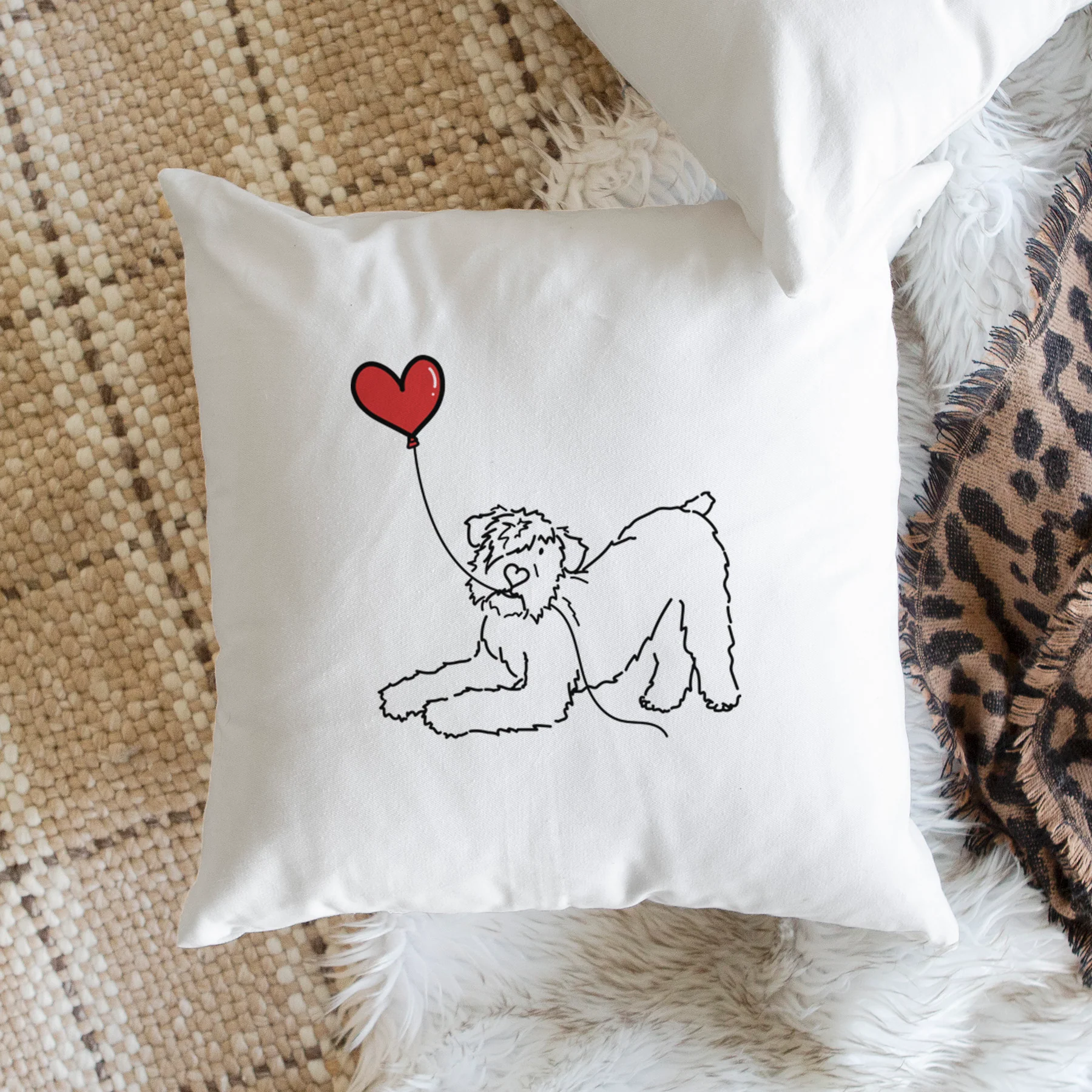 Bouvier des Flandres Heart String - Throw Pillow Cover - Image 2