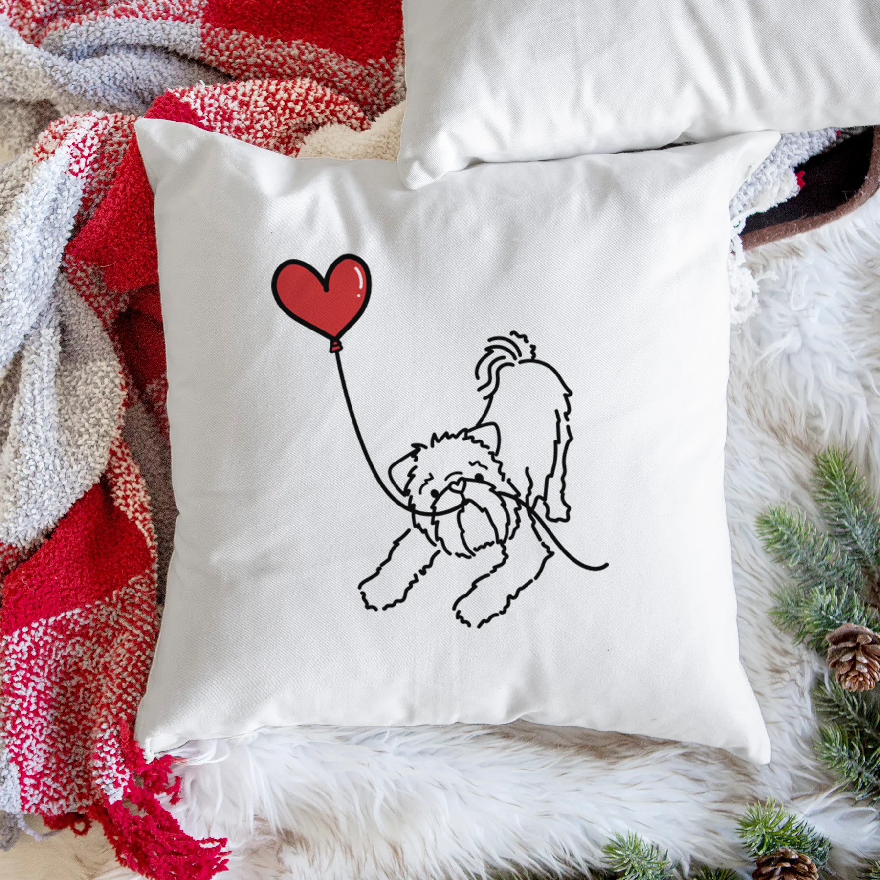 Brussels Griffon Heart String - Throw Pillow Cover - Image 3