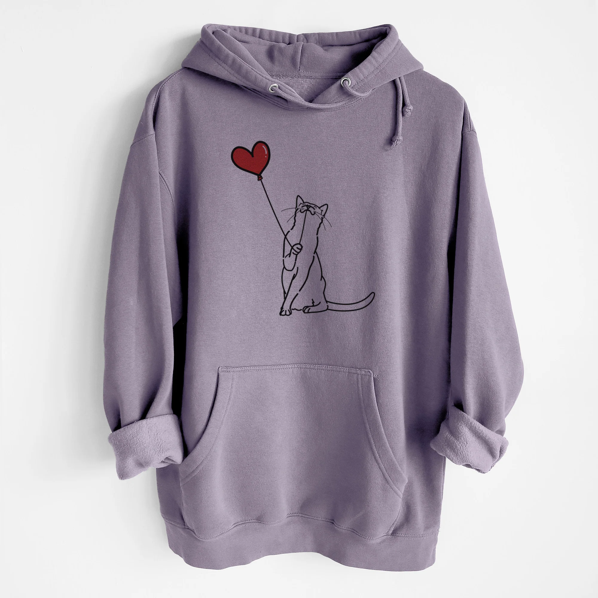 Cat Heart String - Heavyweight Fleece Hoodie - Image 7