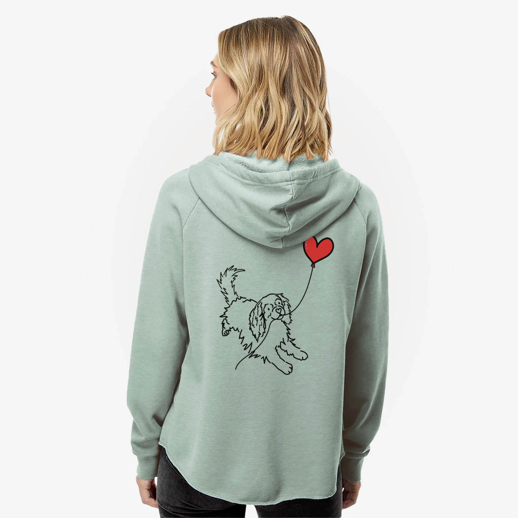 Cavalier King Charles Heart String- Women's Cali Wave Zip-Up Sweatshirt - Image 2