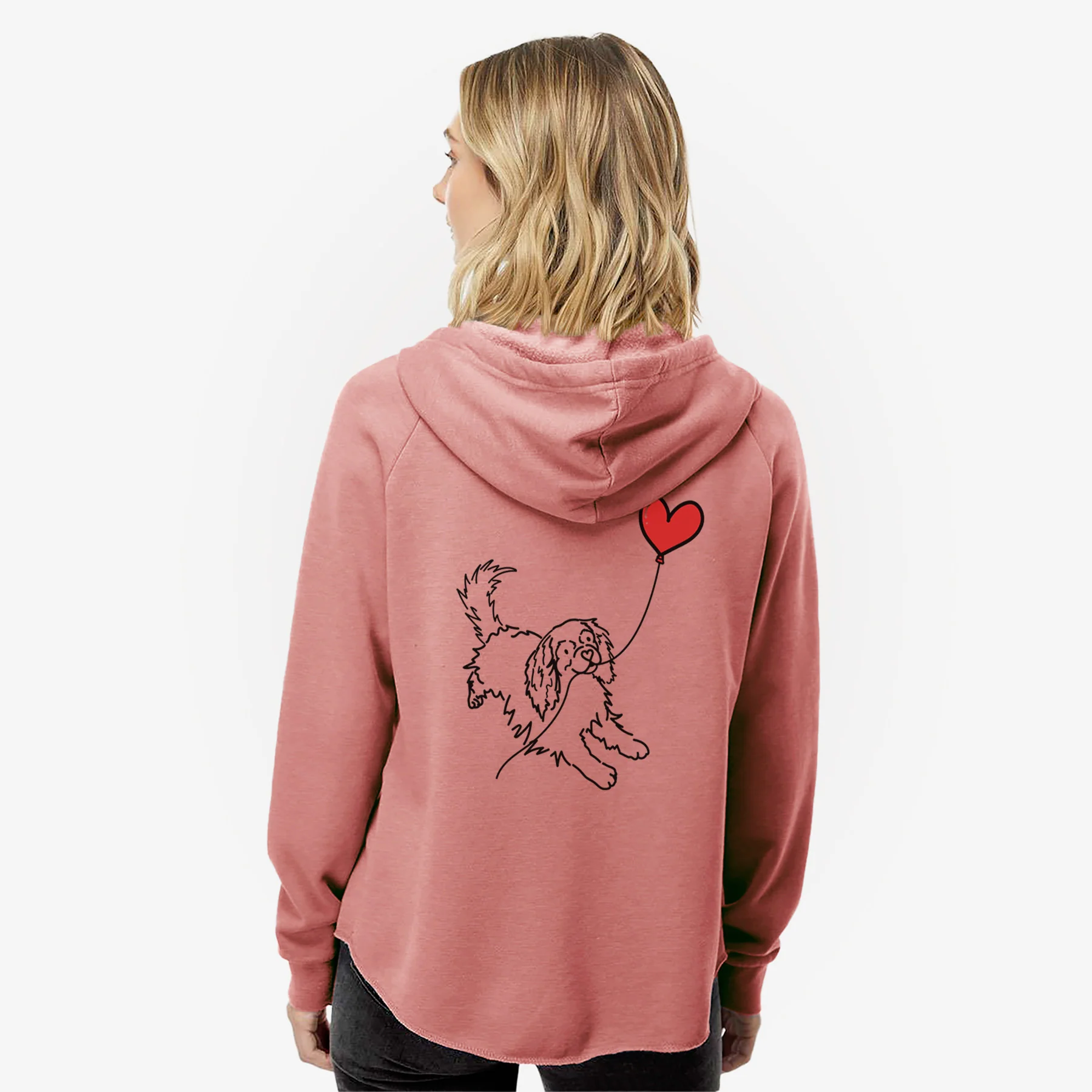 Cavalier King Charles Heart String- Women's Cali Wave Zip-Up Sweatshirt - Image 5