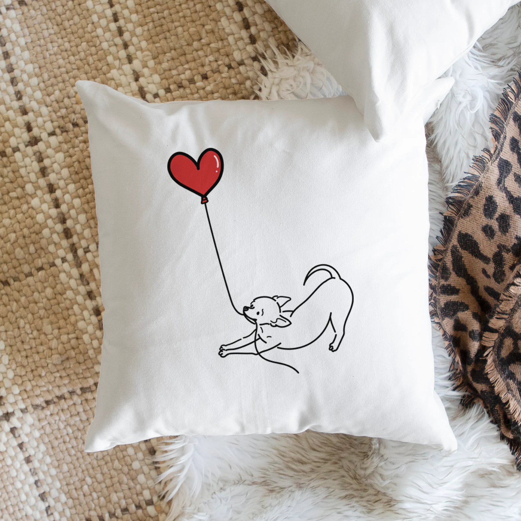 Chihuahua Heart String - Throw Pillow Cover - Image 2