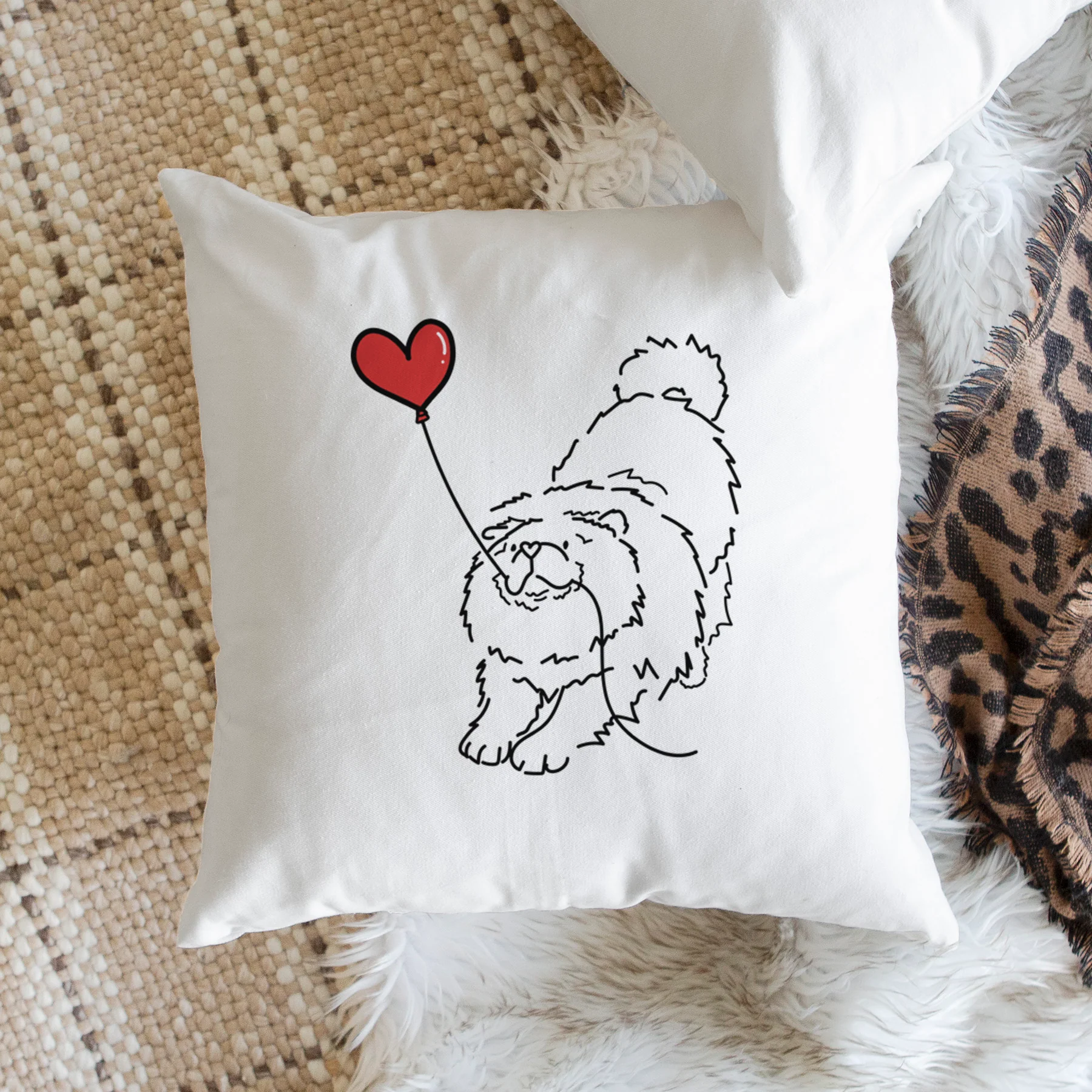 Chow Chow Heart String - Throw Pillow Cover - Image 2