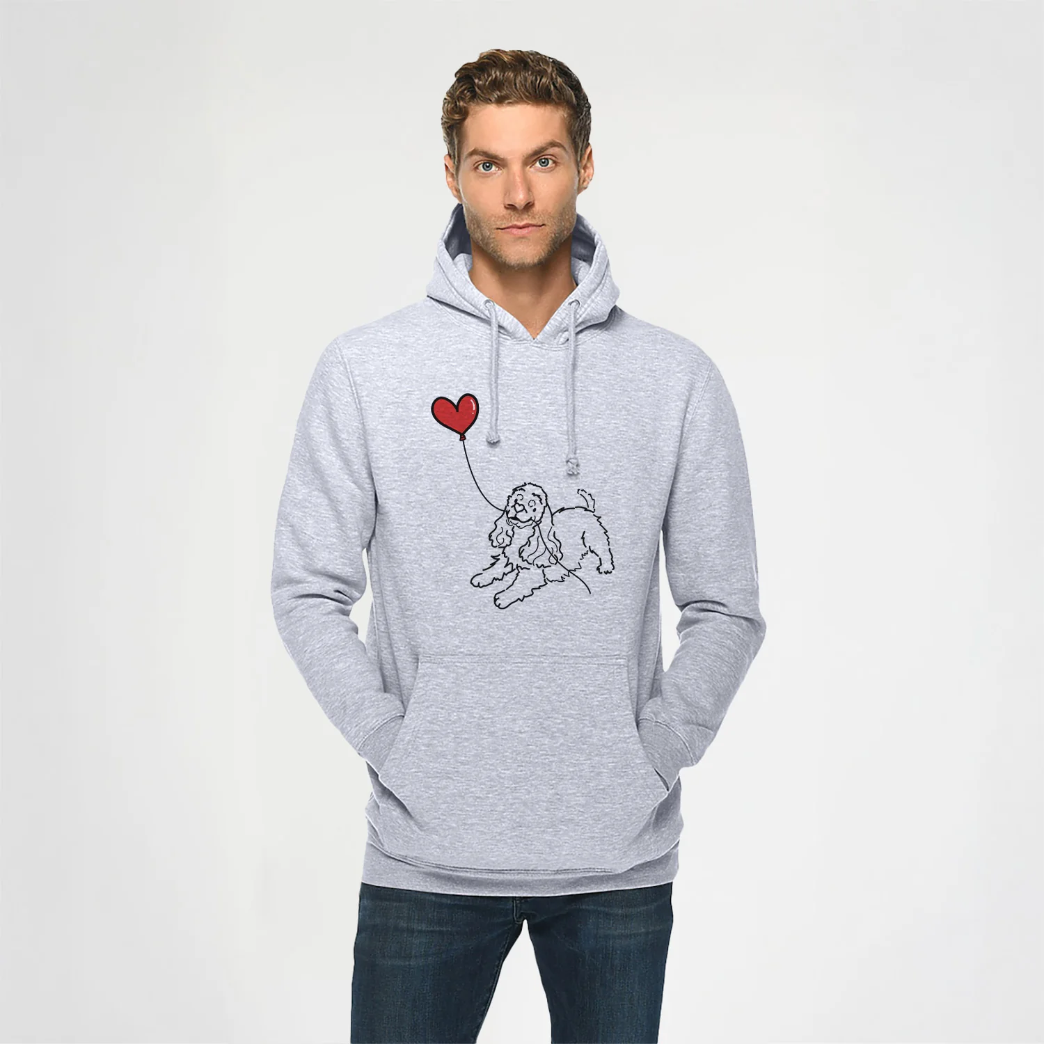 Cocker Spaniel Heart String - Heavyweight Fleece Hoodie - Image 2