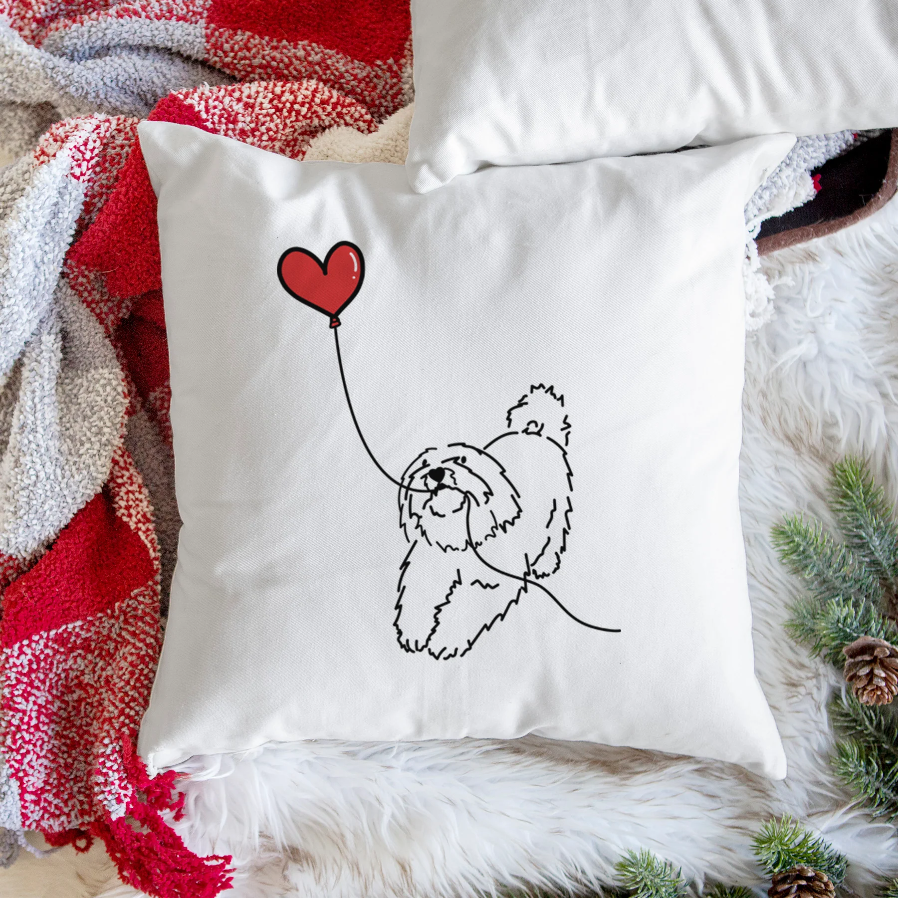 Coton de Tulear Heart String - Throw Pillow Cover - Image 3
