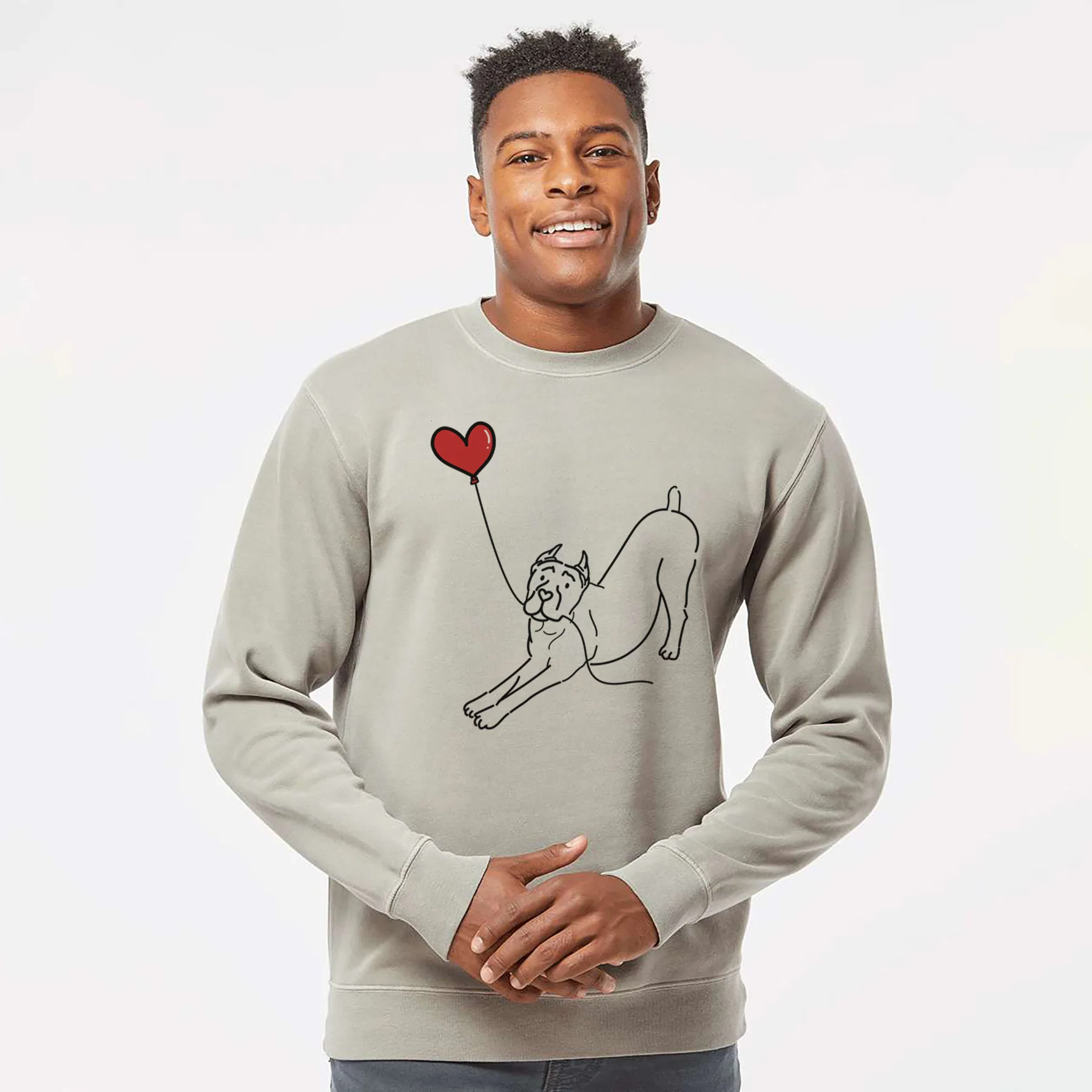 Cropped Cane Corso Heart String - Unisex Pigment Dyed Crew Sweatshirt - Image 5