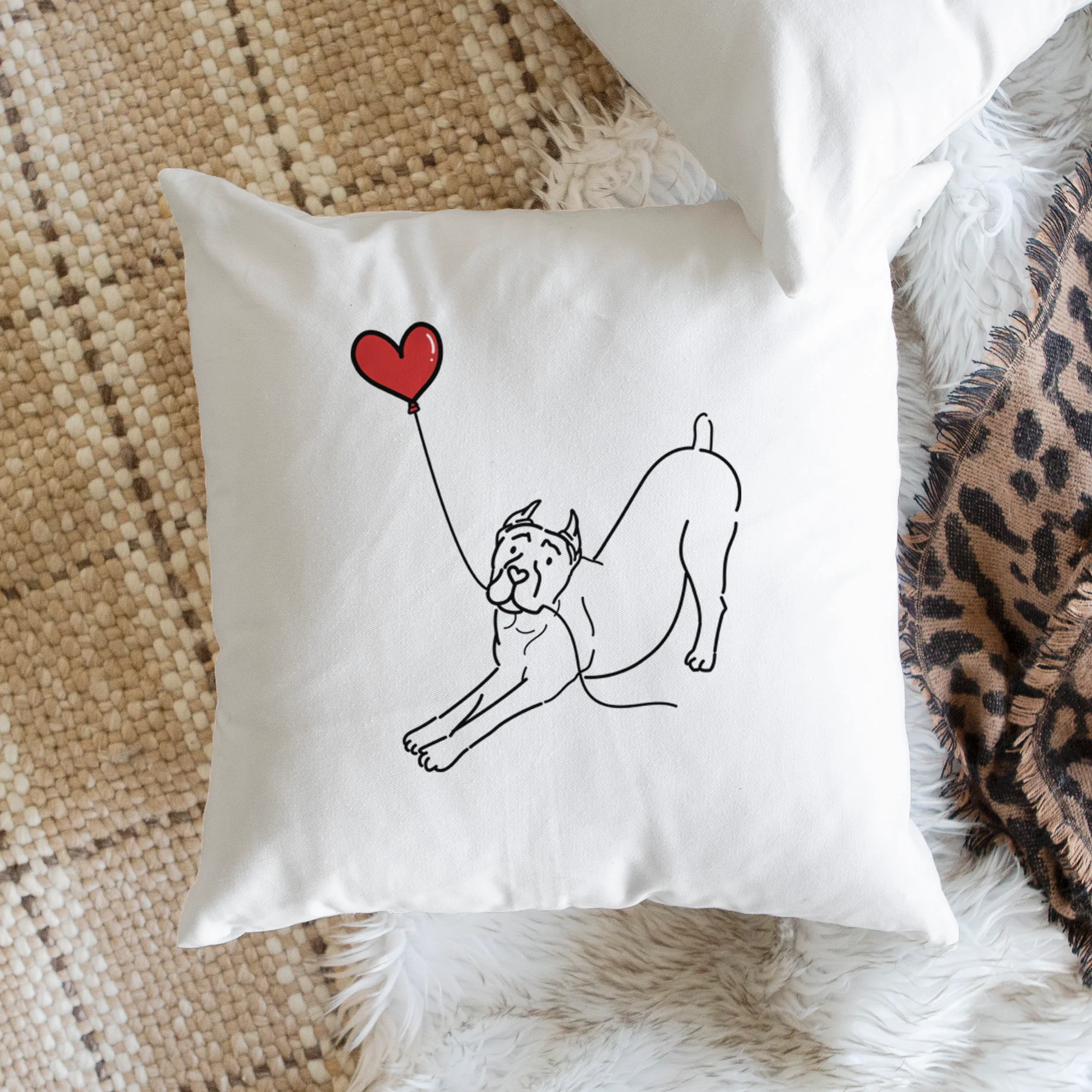 Cropped Cane Corso Heart String - Throw Pillow Cover - Image 2