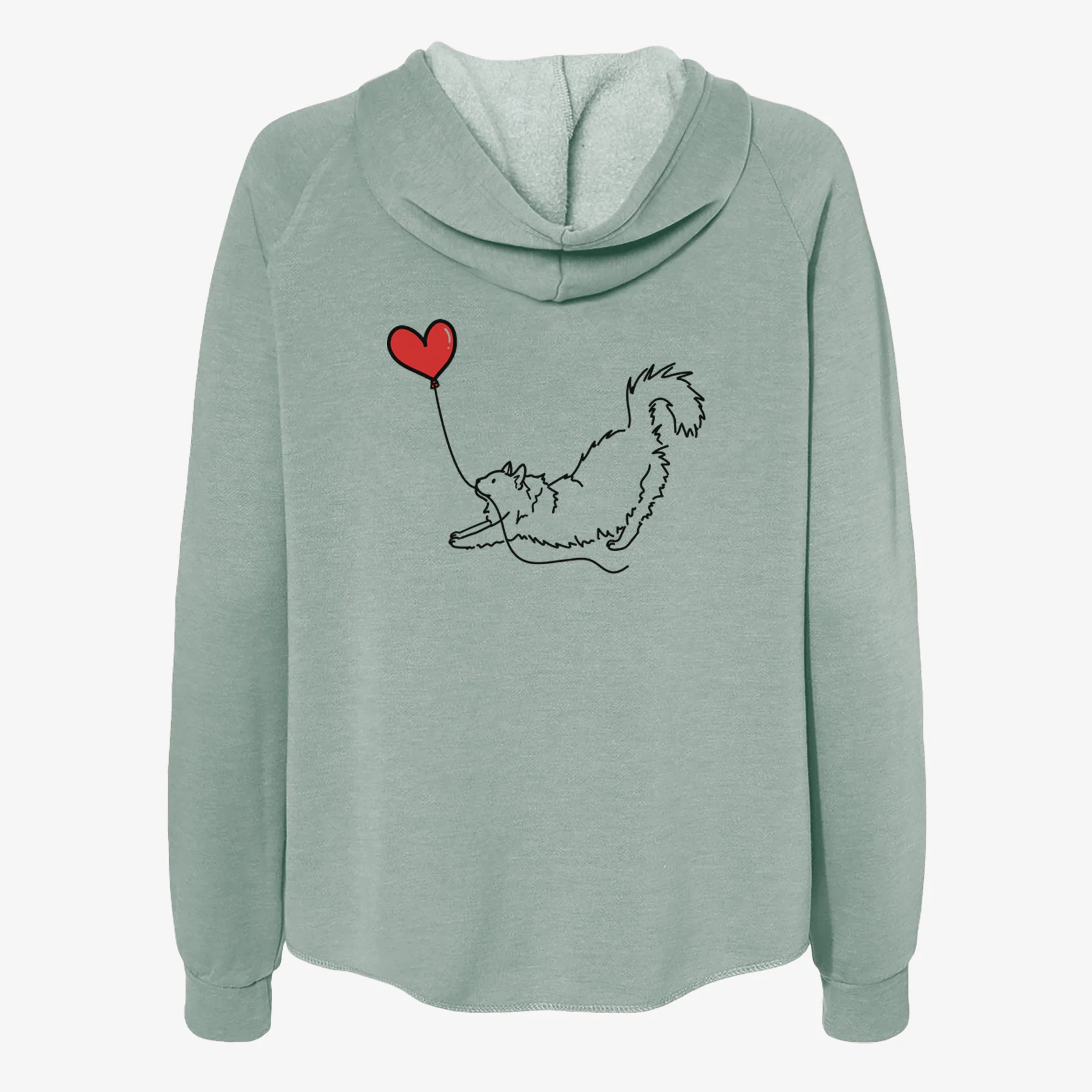 Domestic Long Hair Cat Heart String- Women's Cali Wave Zip-Up Sweatshirt - Image 4