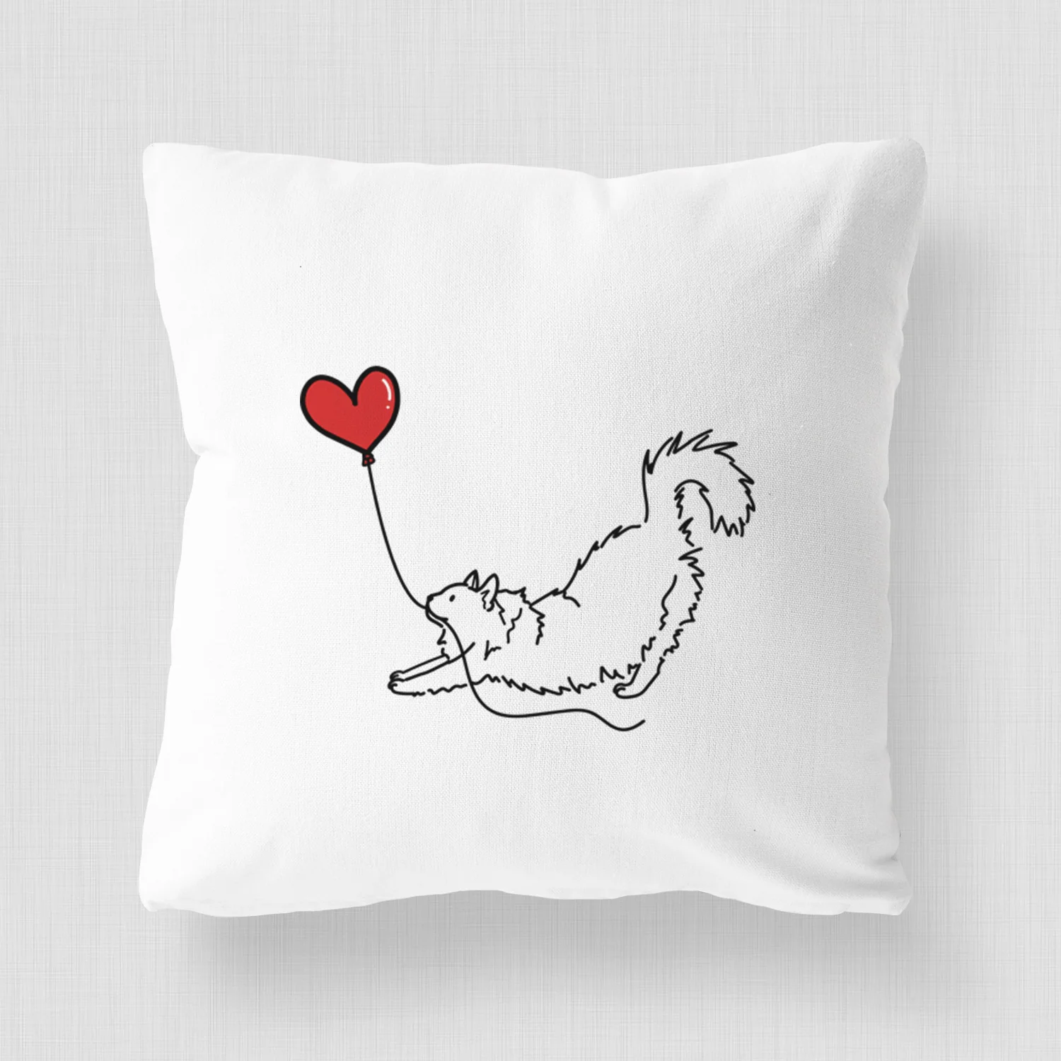 Domestic Long Hair Cat Heart String - Throw Pillow Cover - Image 4