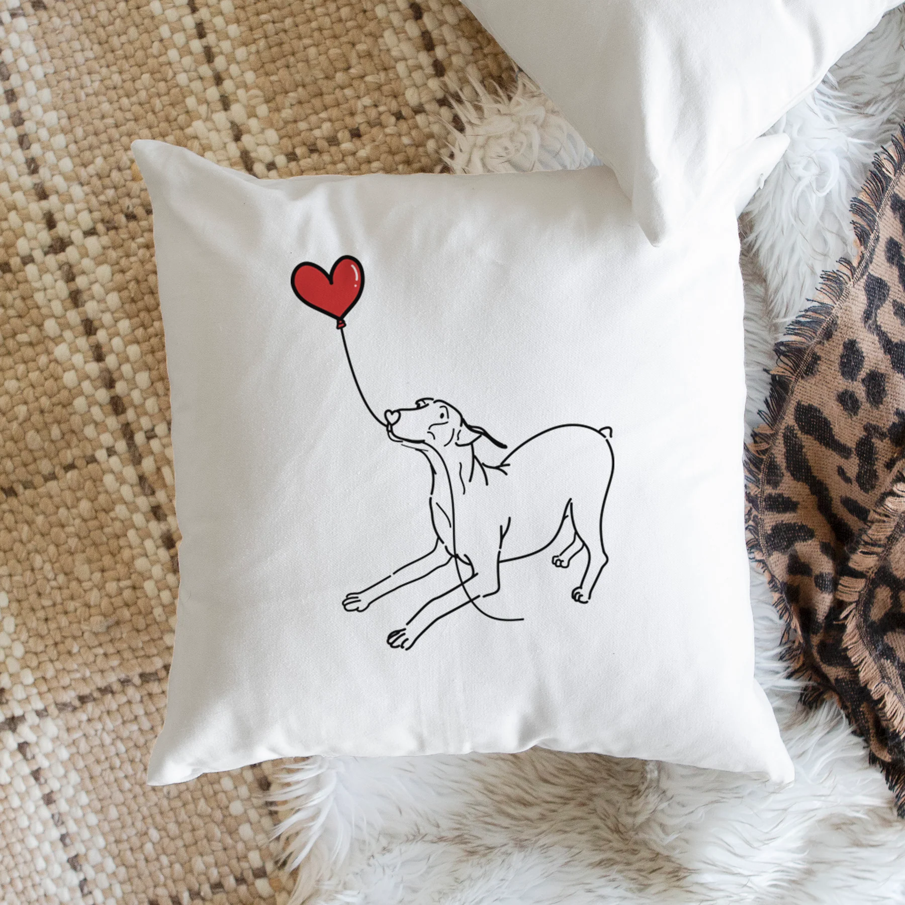 Doberman Pinscher Docked Heart String - Throw Pillow Cover - Image 2