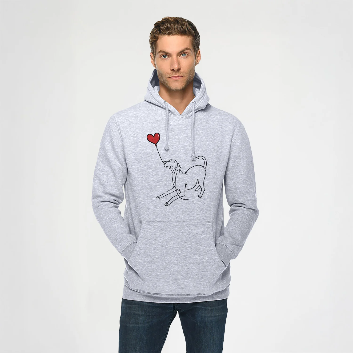 Doberman Pinscher Heart String - Heavyweight Fleece Hoodie - Image 2