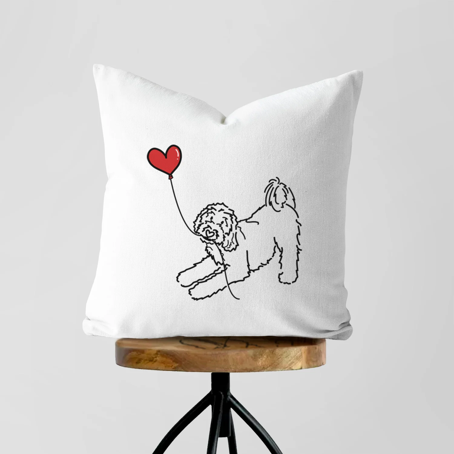 Goldendoodle Heart String - Throw Pillow Cover