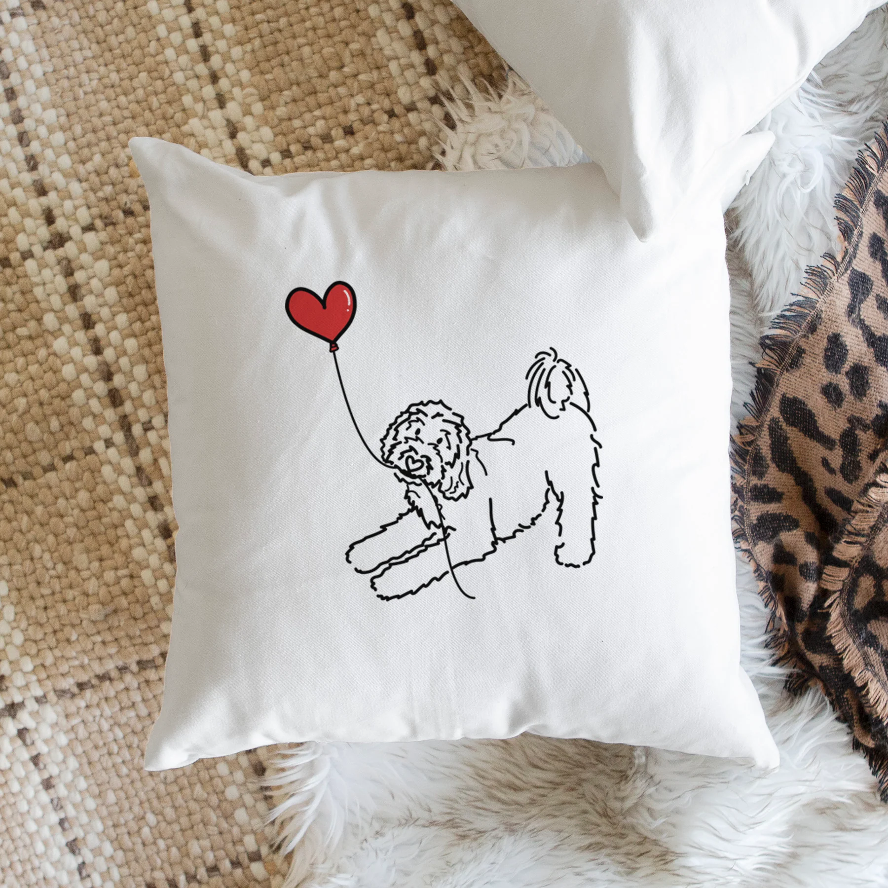 Goldendoodle Heart String - Throw Pillow Cover - Image 2