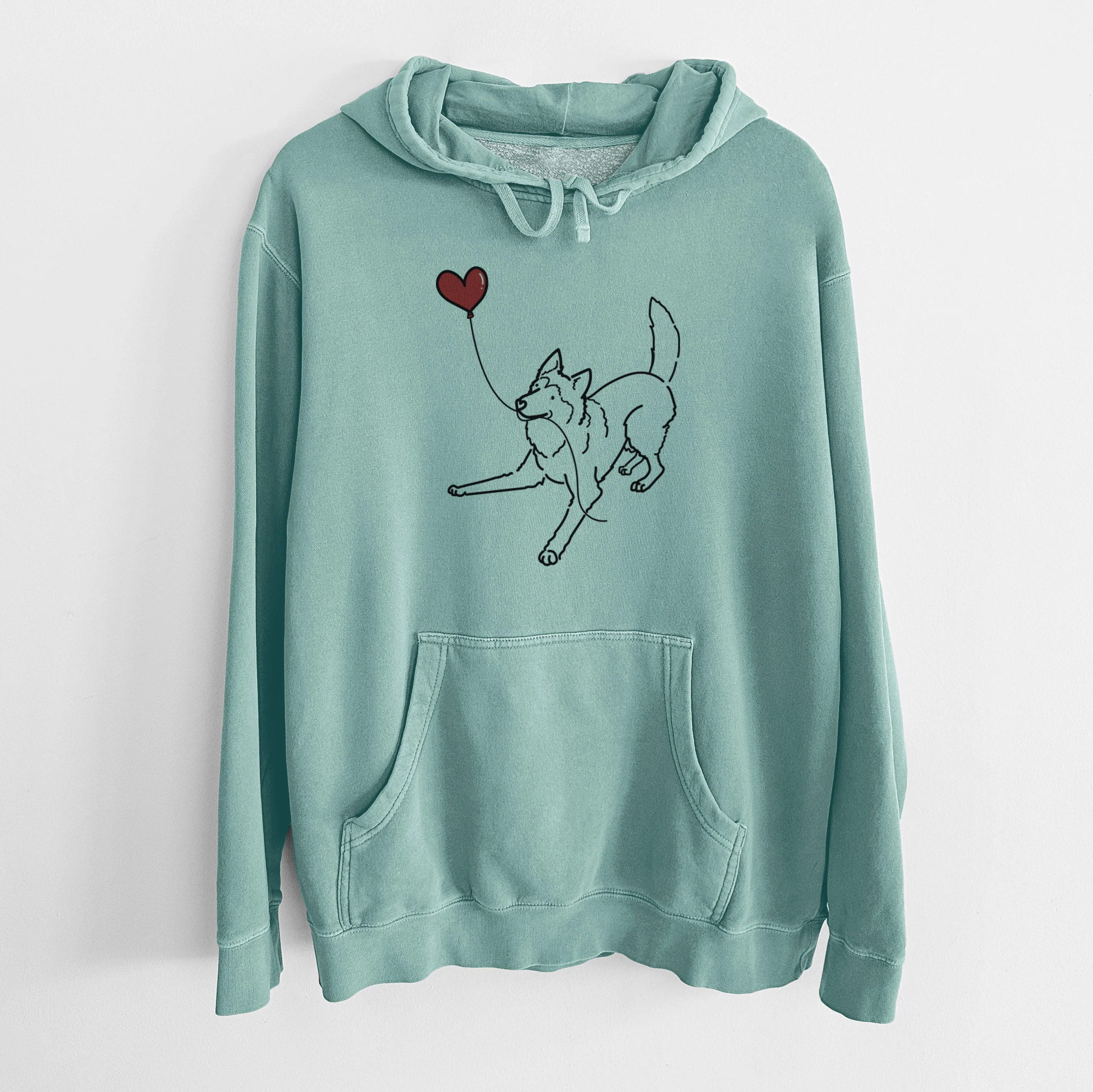 Siberian Husky Heart String - Unisex Pigment Dyed Hoodie - Image 10