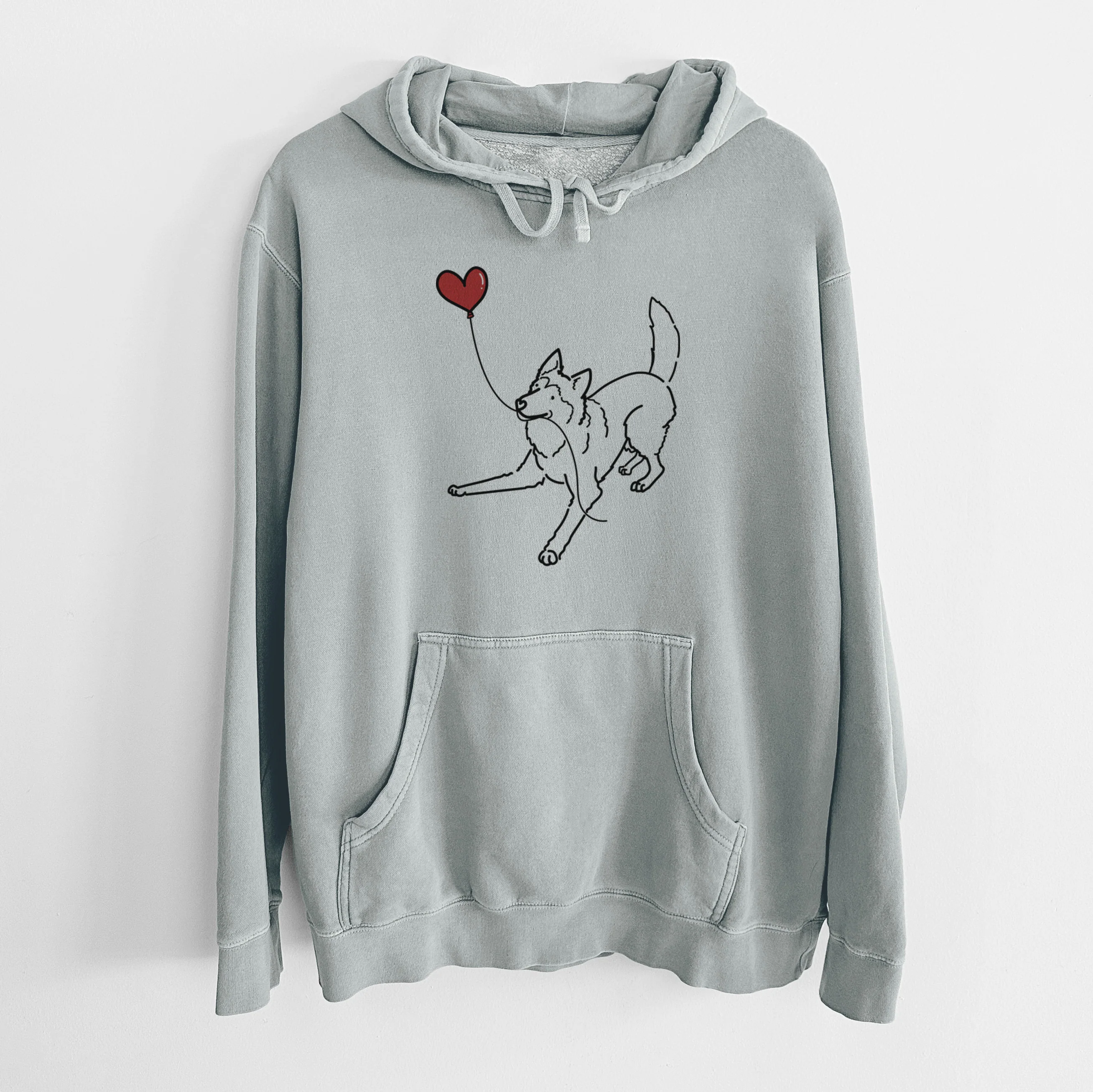 Siberian Husky Heart String - Unisex Pigment Dyed Hoodie - Image 7